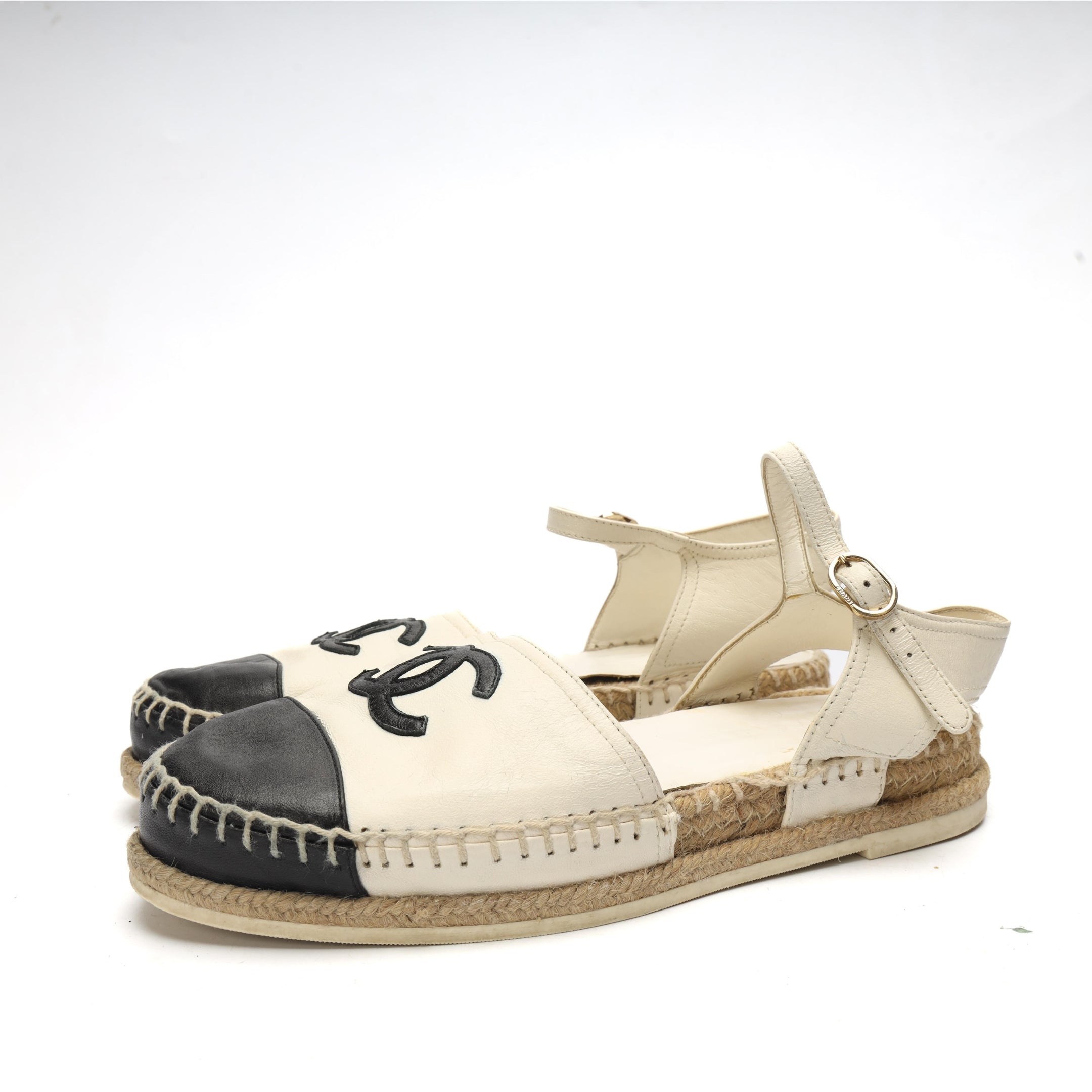 Chanel CC Cap Toe Ankle Strap Espadrilles