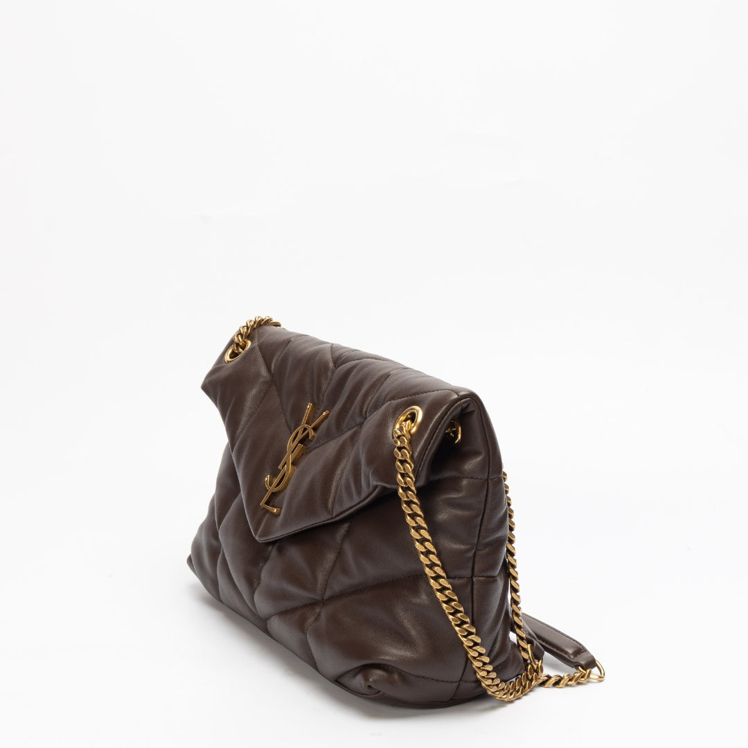 Saint Laurent Brown Loulou Puffer Shoulder Bag