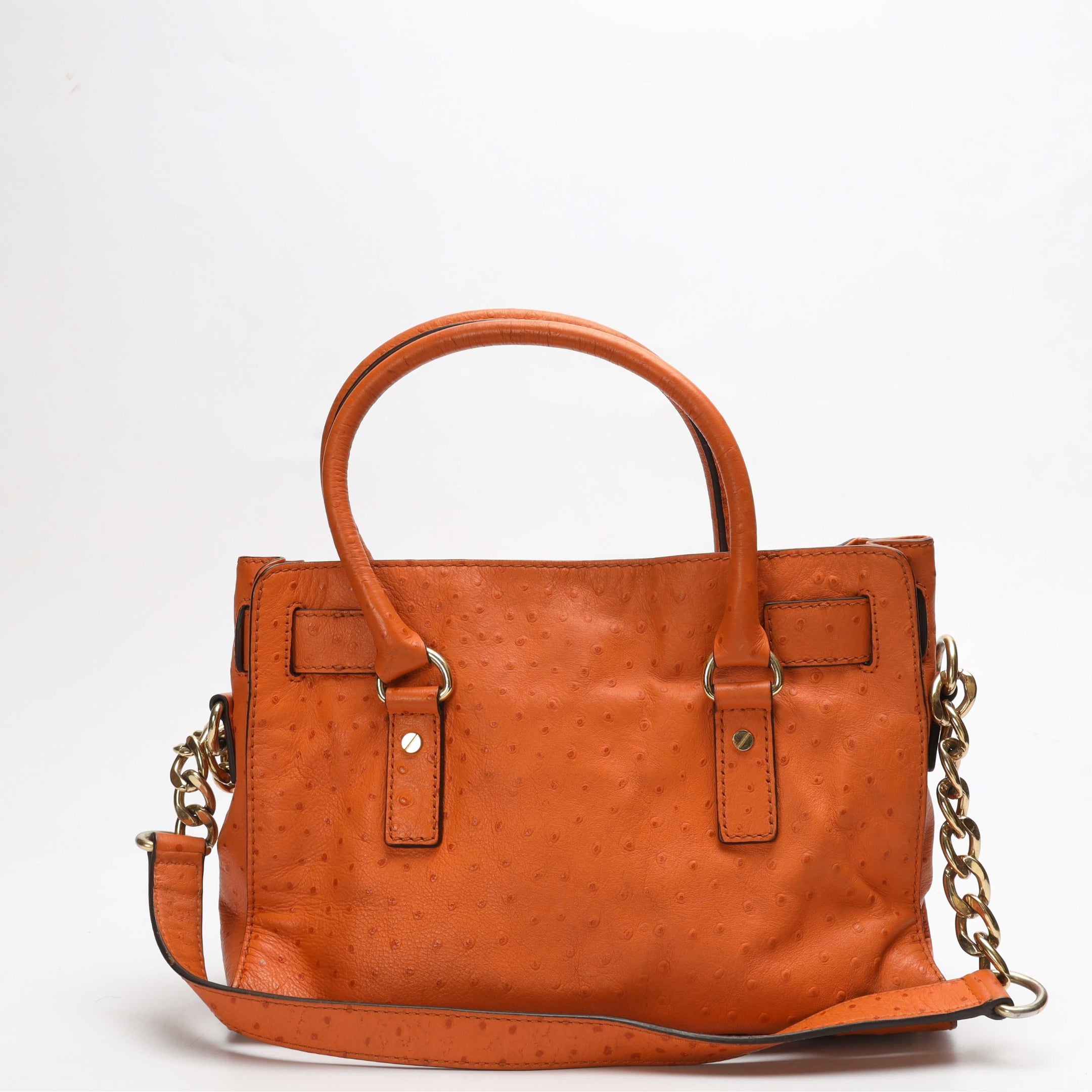 Michael Kors Hamilton Medium Orange Ostrich Tote