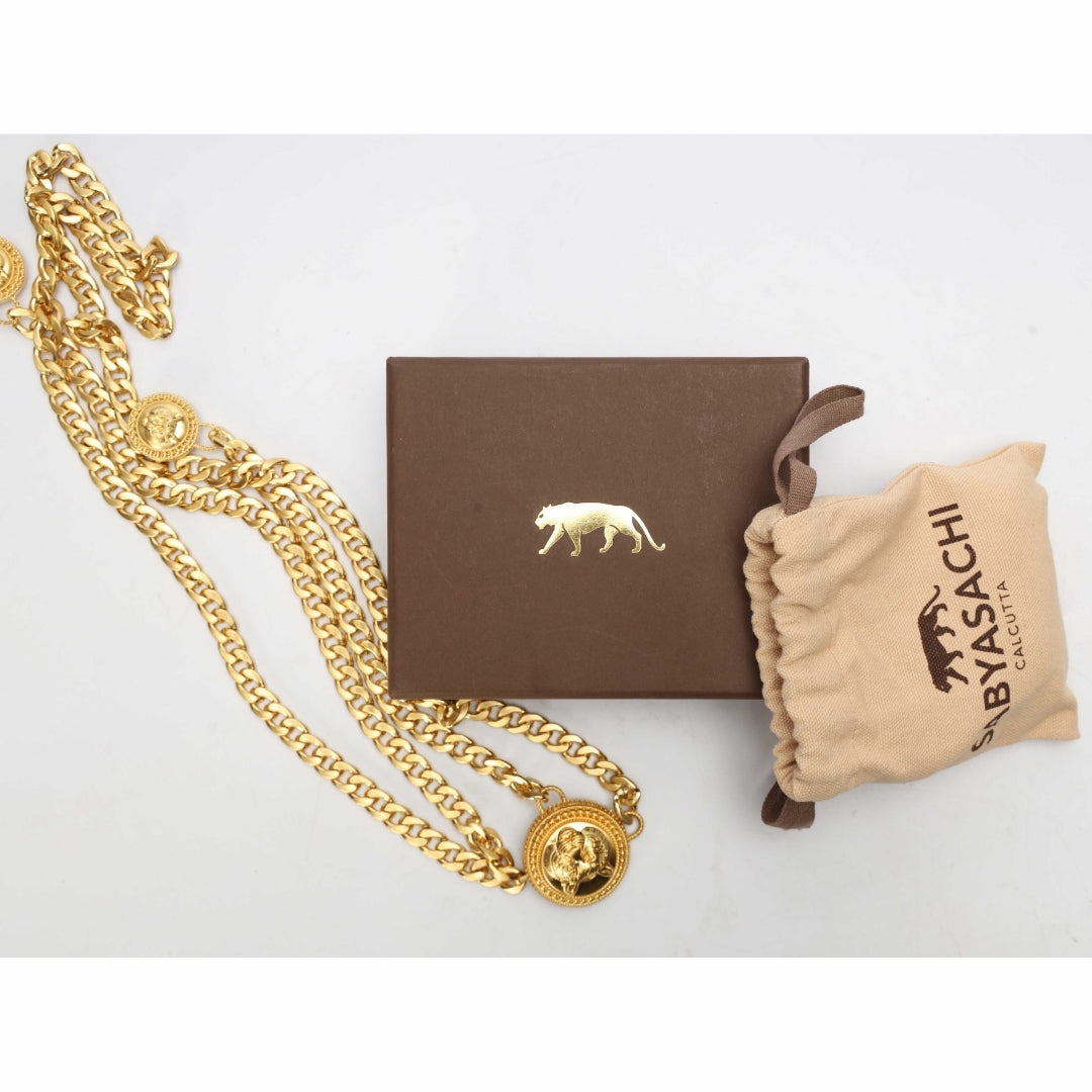 Sabyasachi Gold The Royal Bengal Tiger Logo Chain Belt