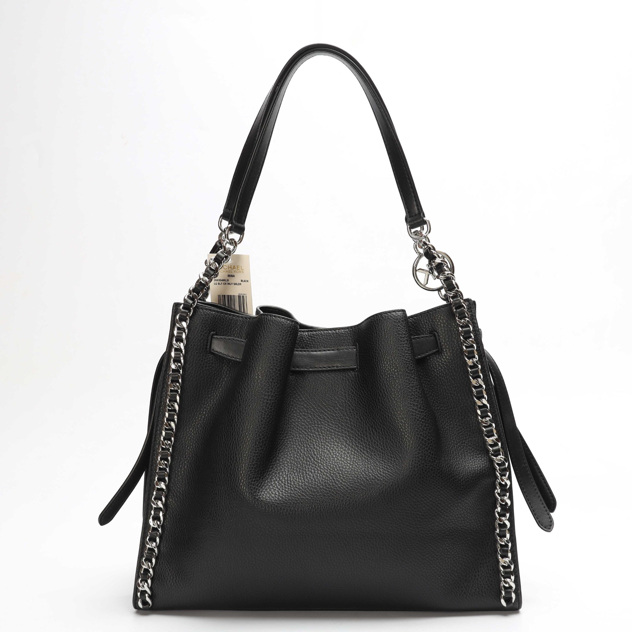 Michael Kors Mina Black Large Chain Shoulder Bag