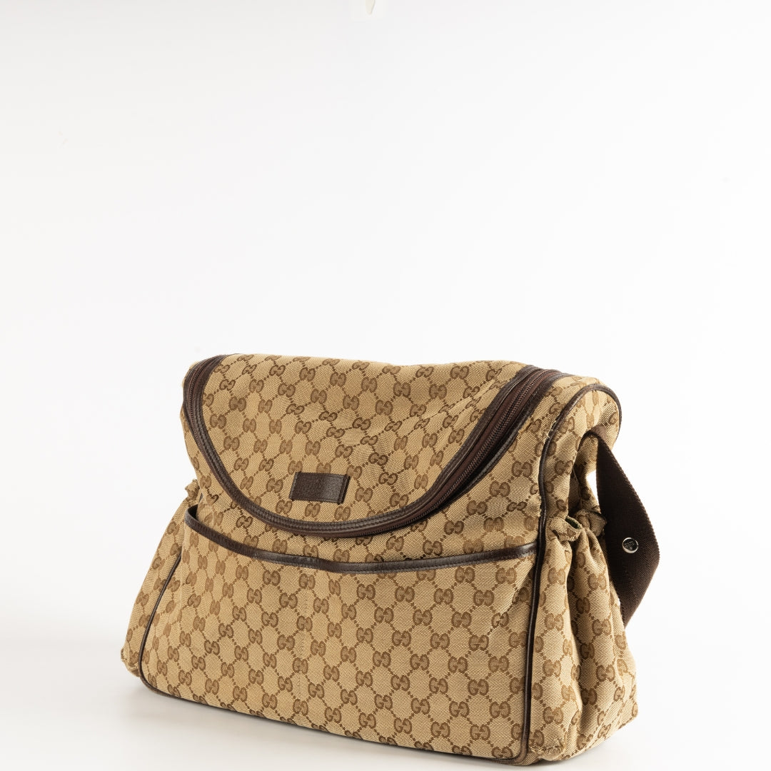 Gucci Beige/Ebony GG Canvas Large Diaper Bag