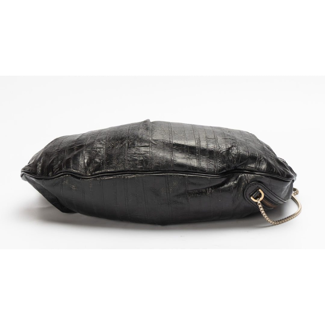 Versace Black Suede and Patent Leather Satchel