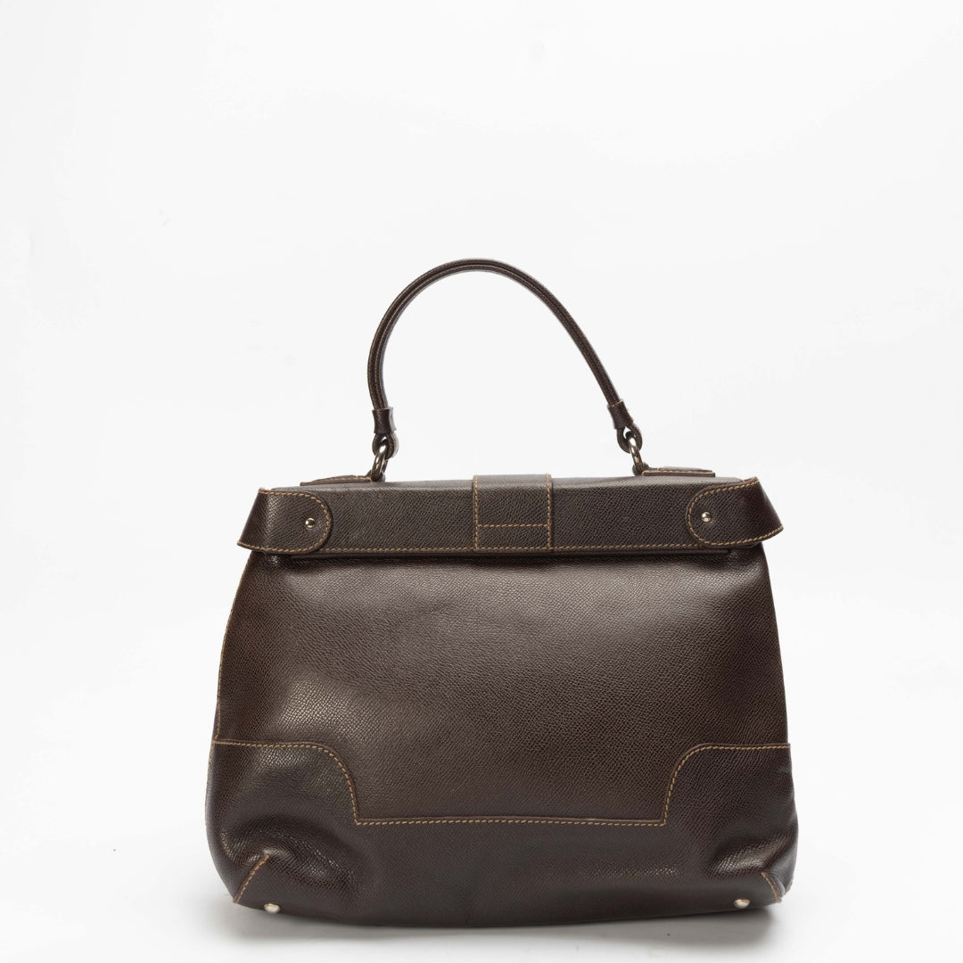 Salvatore Ferragamo Brown Gancini Satchel