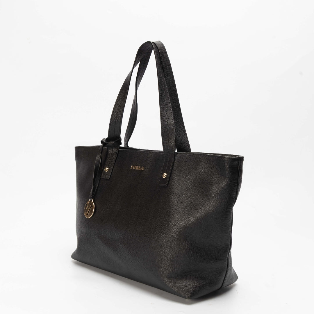 Furla Black Saffiano Leather Linda Tote