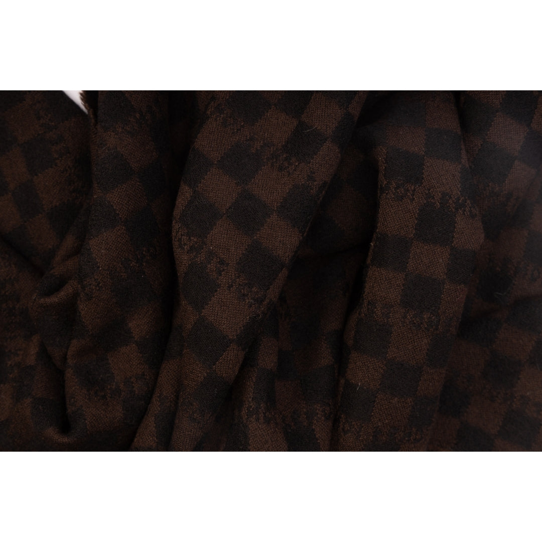 Fendi Brown Check Wool Scarf