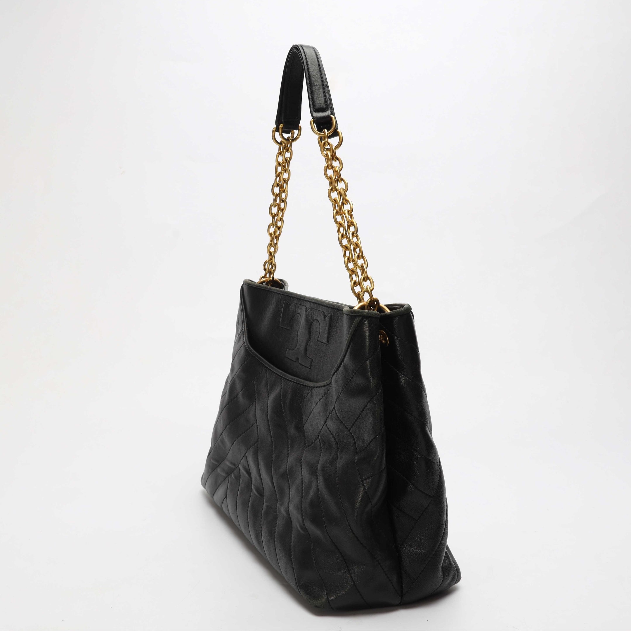 Tory Burch Black Quilted Alexa Tote