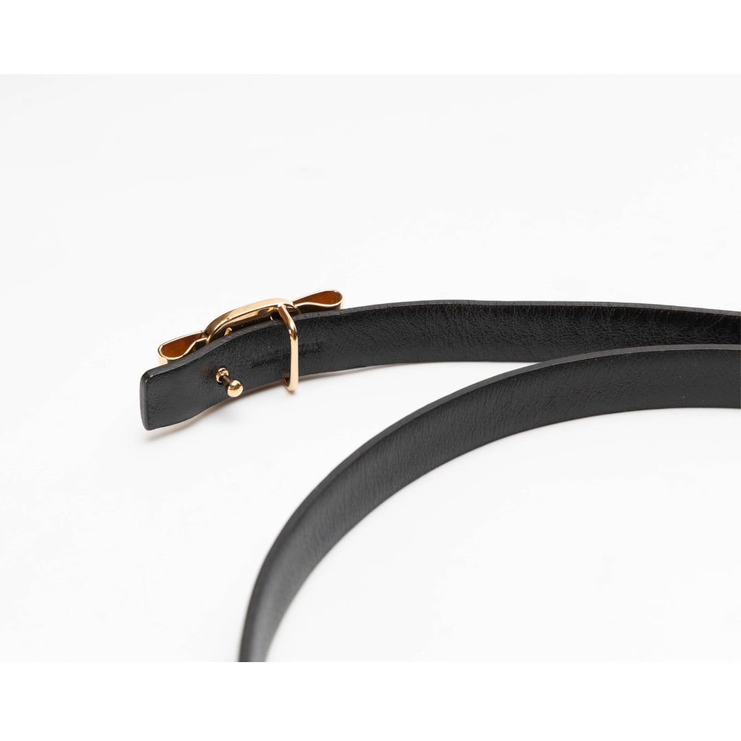Salvatore Ferragamo Black Leather Vara Bow Slim Belt