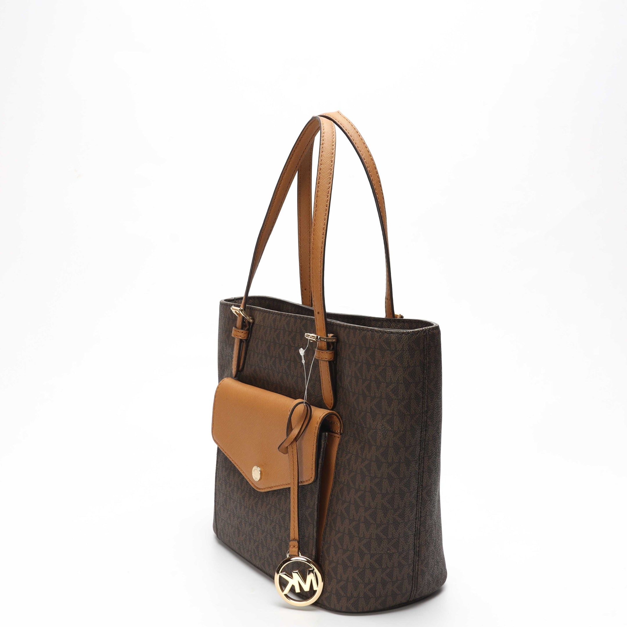 Michael Kors Jet Set Brown Large Logo Pocket Tote