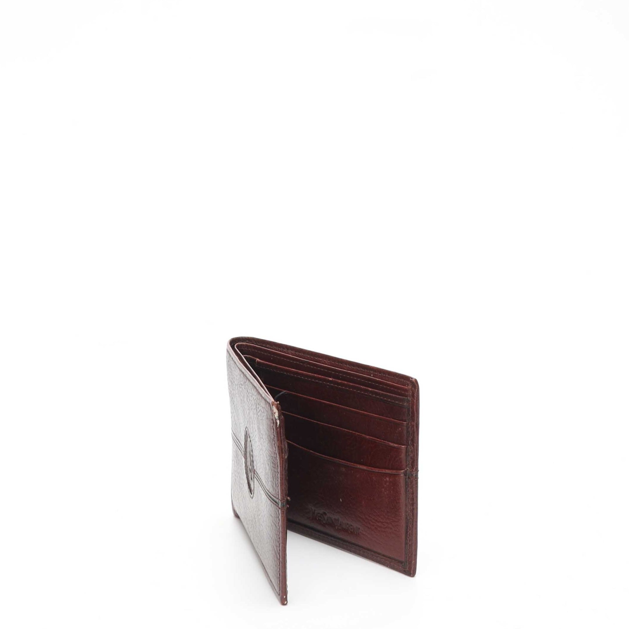 Saint Laurent Maroon YSL Bi-Fold Wallet