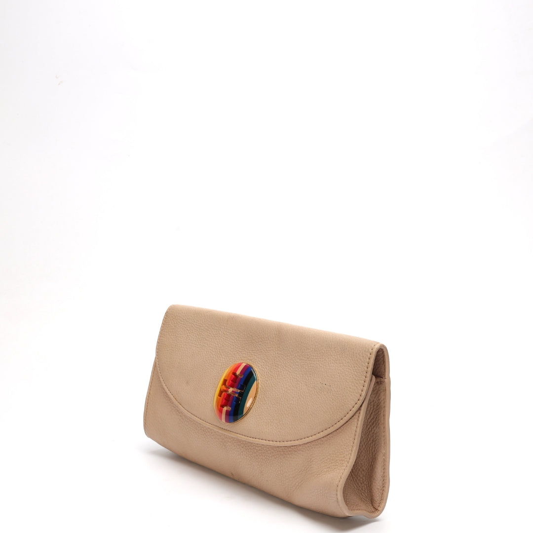 Tory Burch Pink Emma Rainbow Logo Clutch
