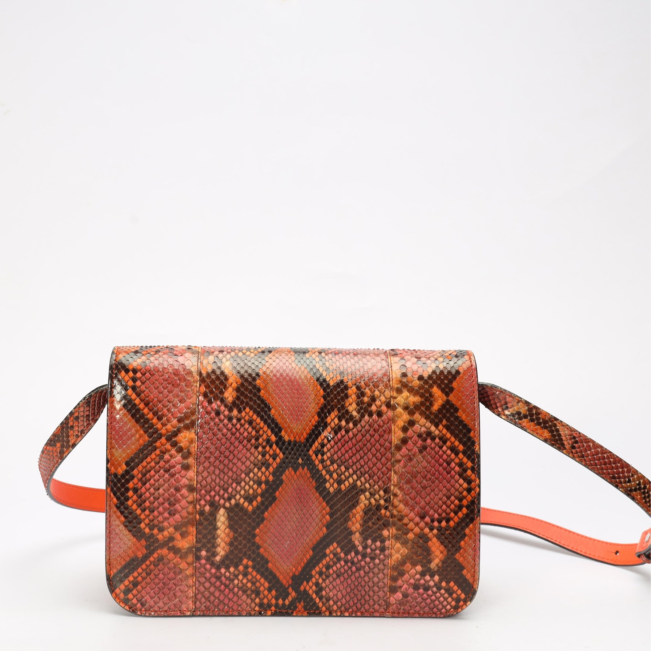 Gucci Orange Python Jackie Flap Shoulder Bag