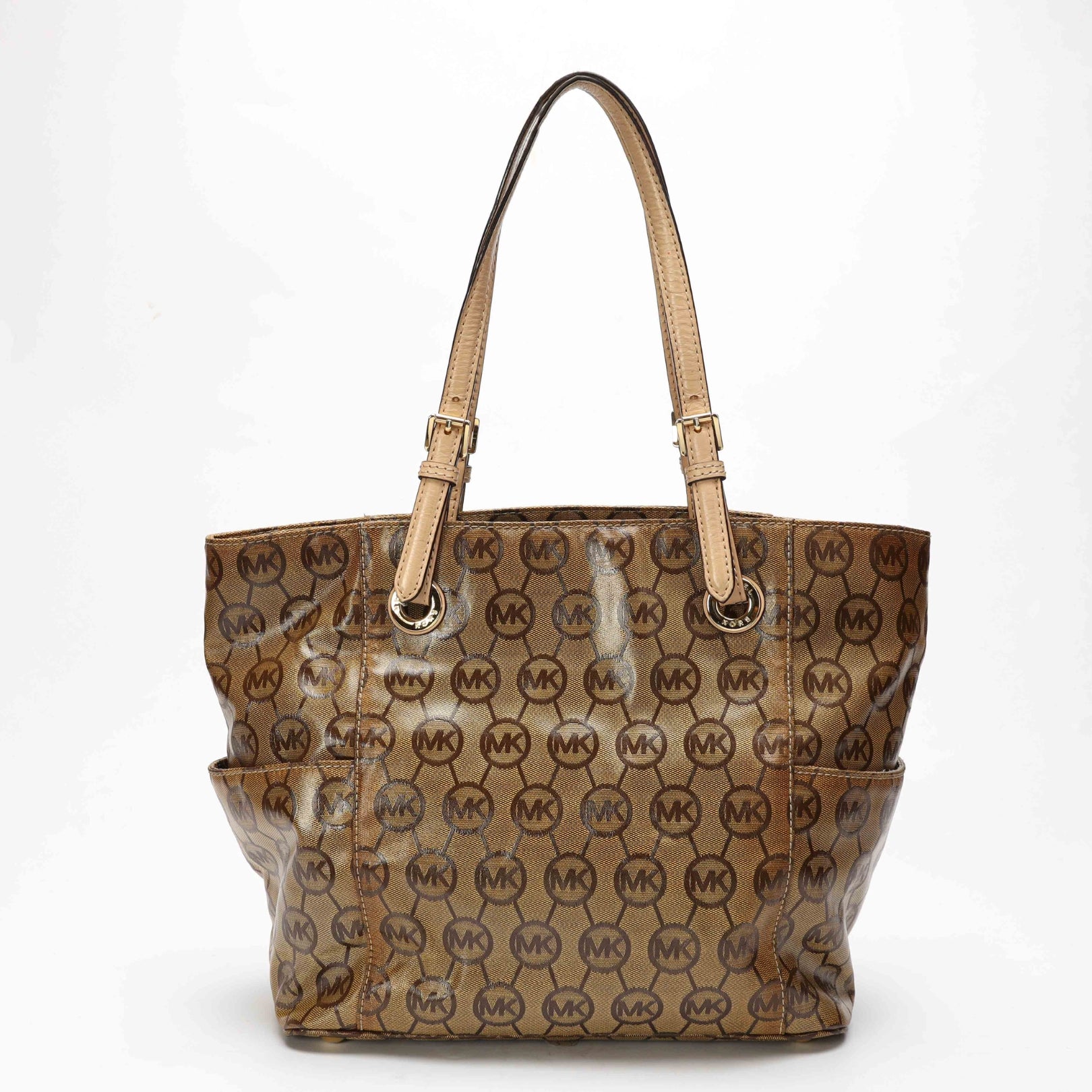 Michael Kors Beige Signature Canvas Jet Set Tote