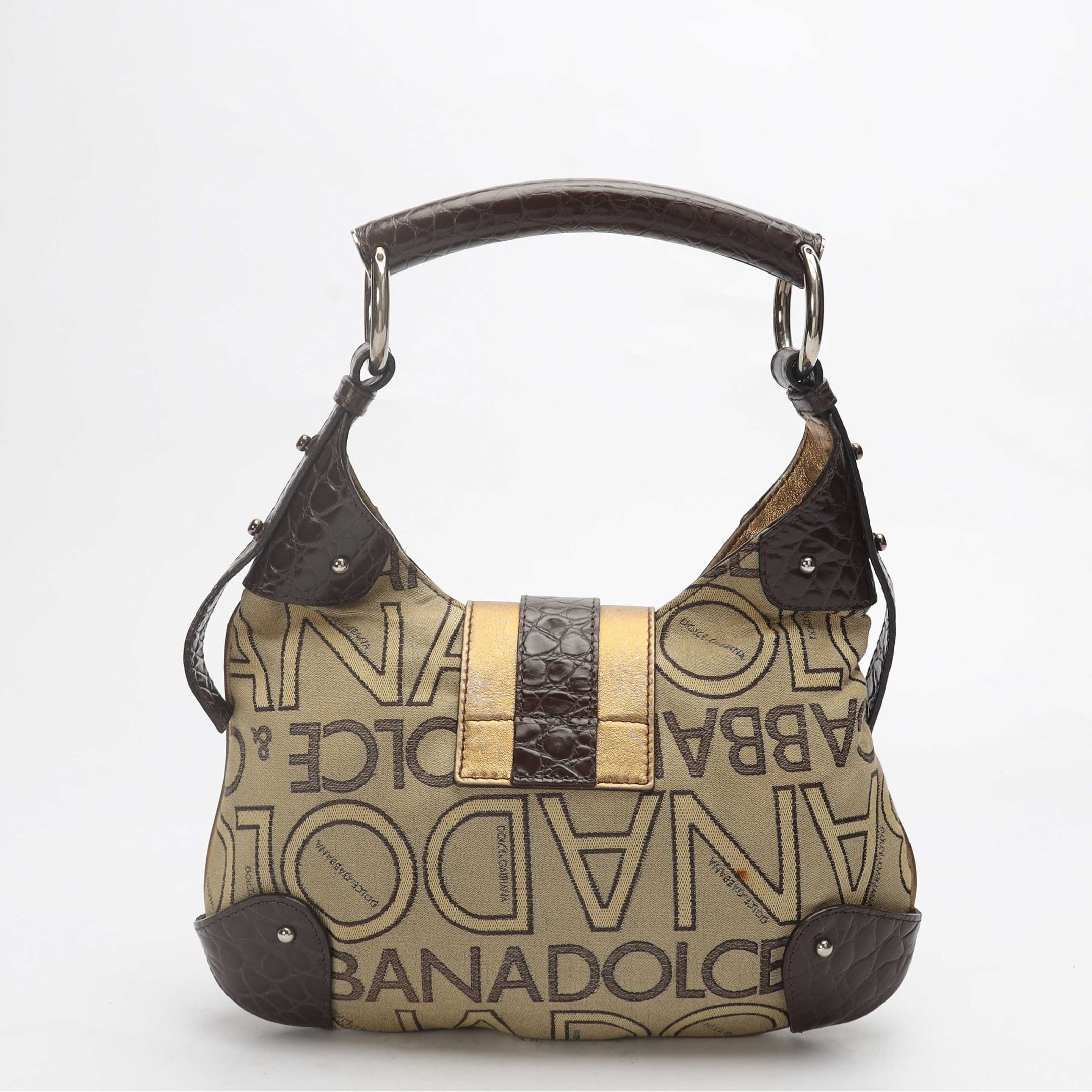 Dolce & Gabbana Logo Brown Hobo Bag