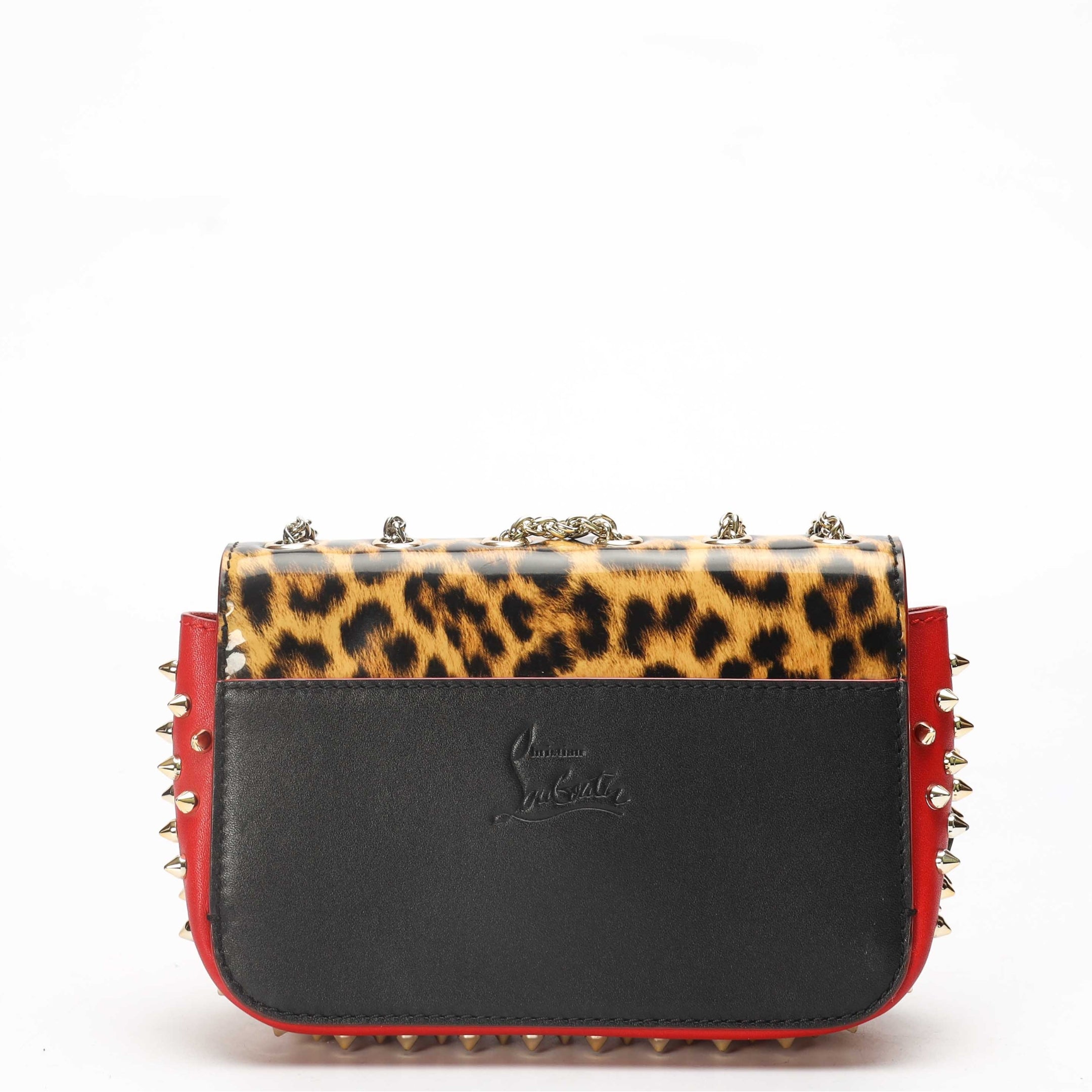 Christian Louboutin Leopard Print Spikes Shoulder Bag