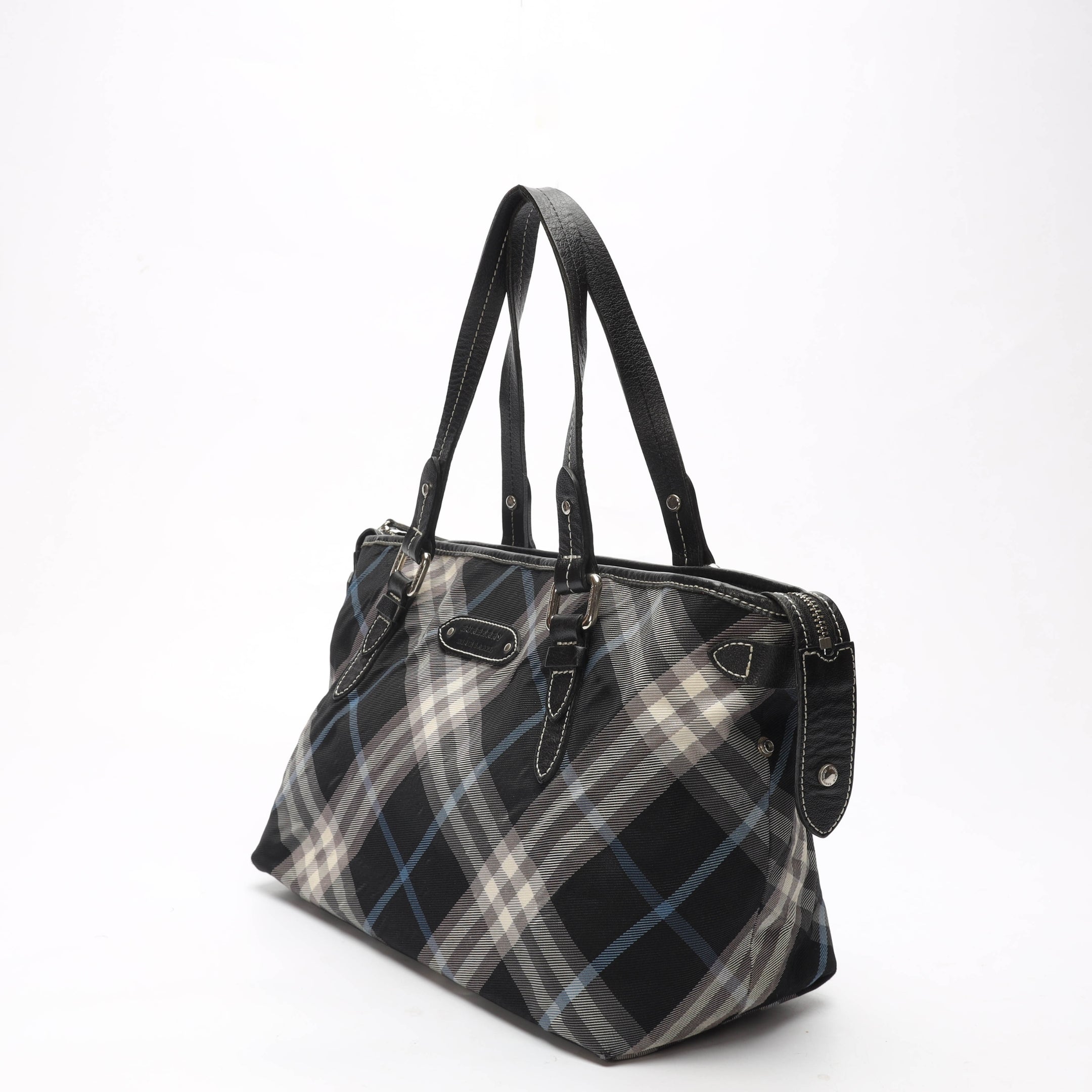 Burberry Blue Plaid Checks Tote