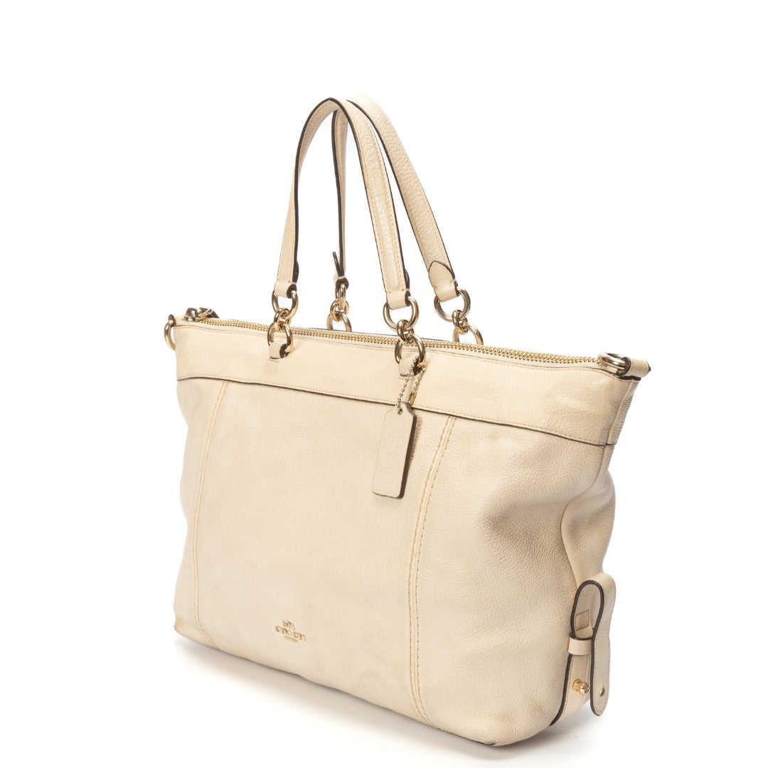 Coach Lenox Pebble Leather Cream Satchel