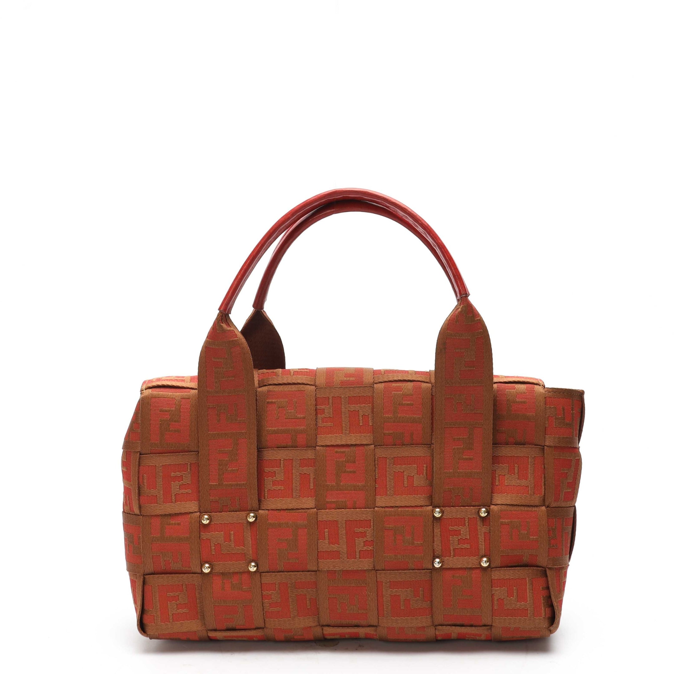 Fendi Red Zucca Canvas Buckle Satchel