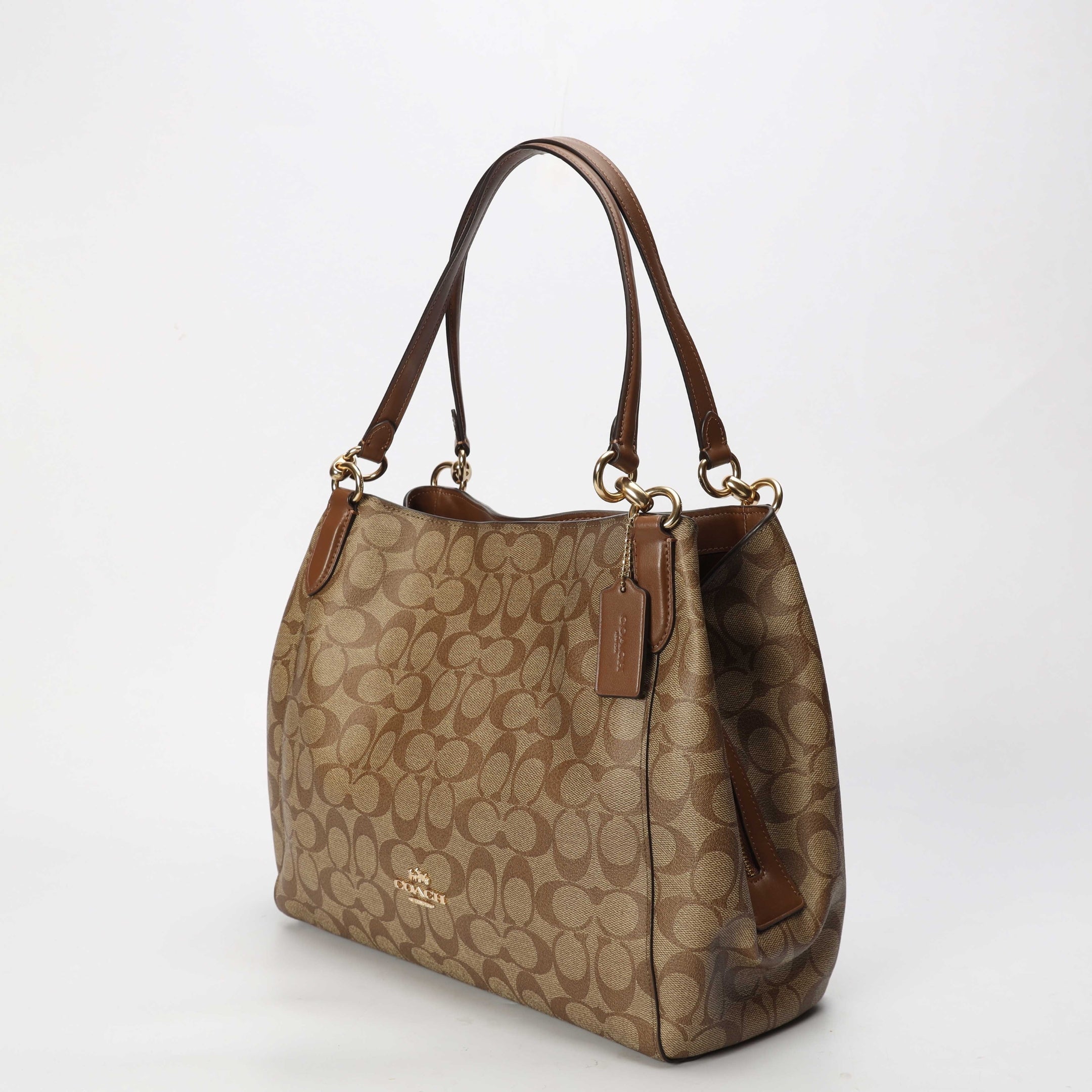 Coach Hallie Signature Canvas Brown Shoulder Bag