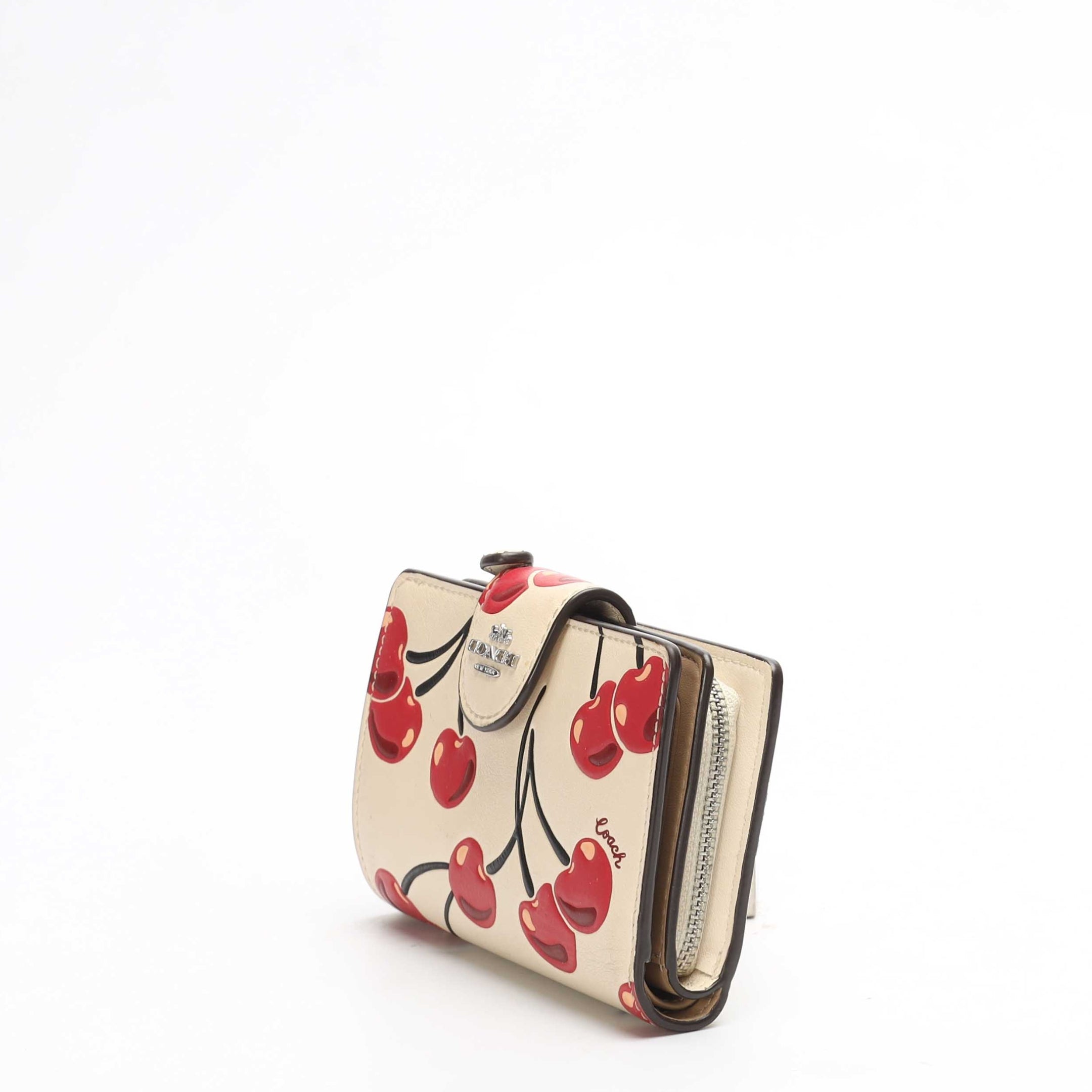 Coach Cherry Print Corner Zip Wallet
