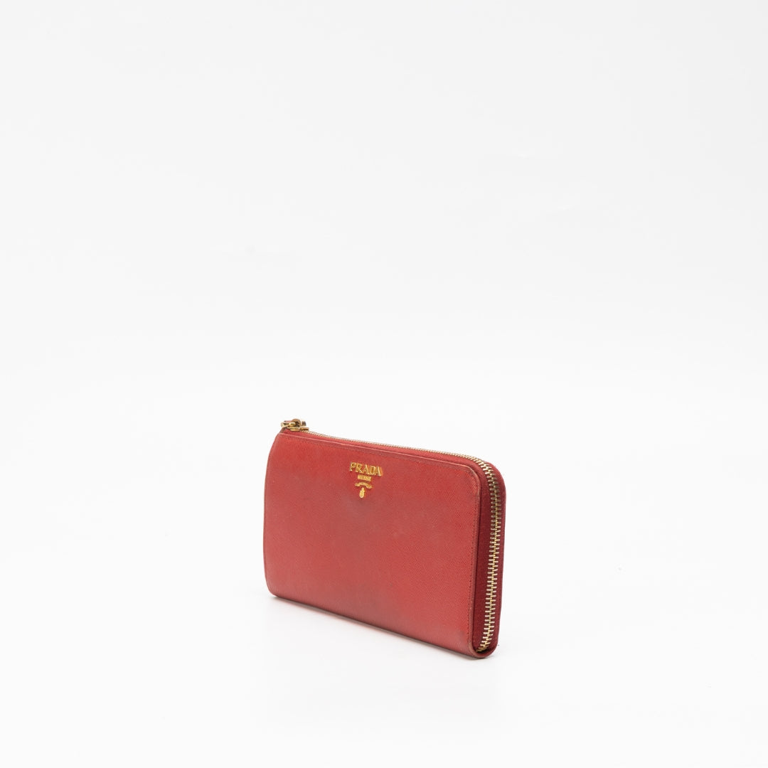 Prada Red Saffiano Leather Wallet