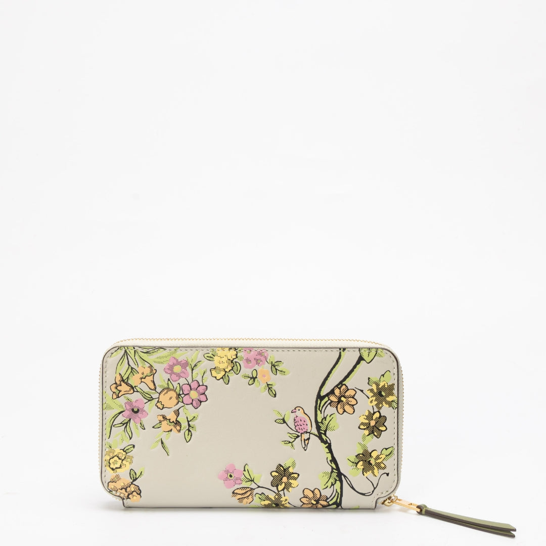 Tory Burch Green Floral Zippy Wallet