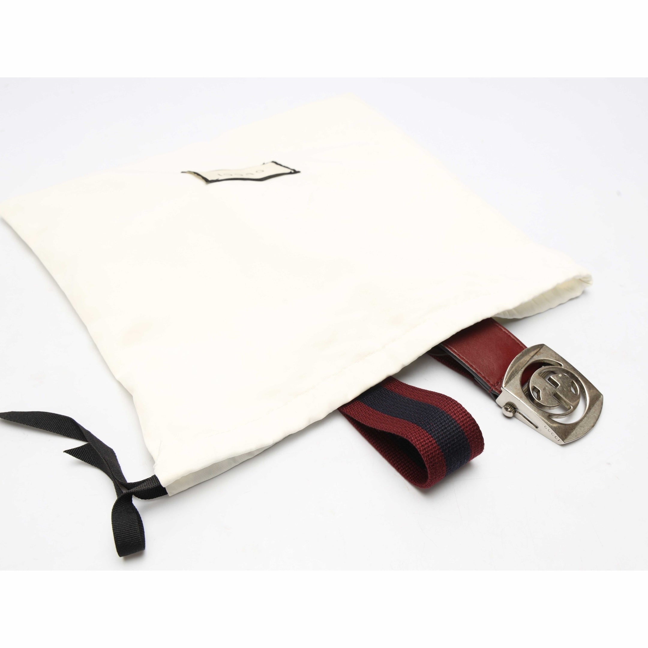 Gucci GG Silver Buckle Striped Belt