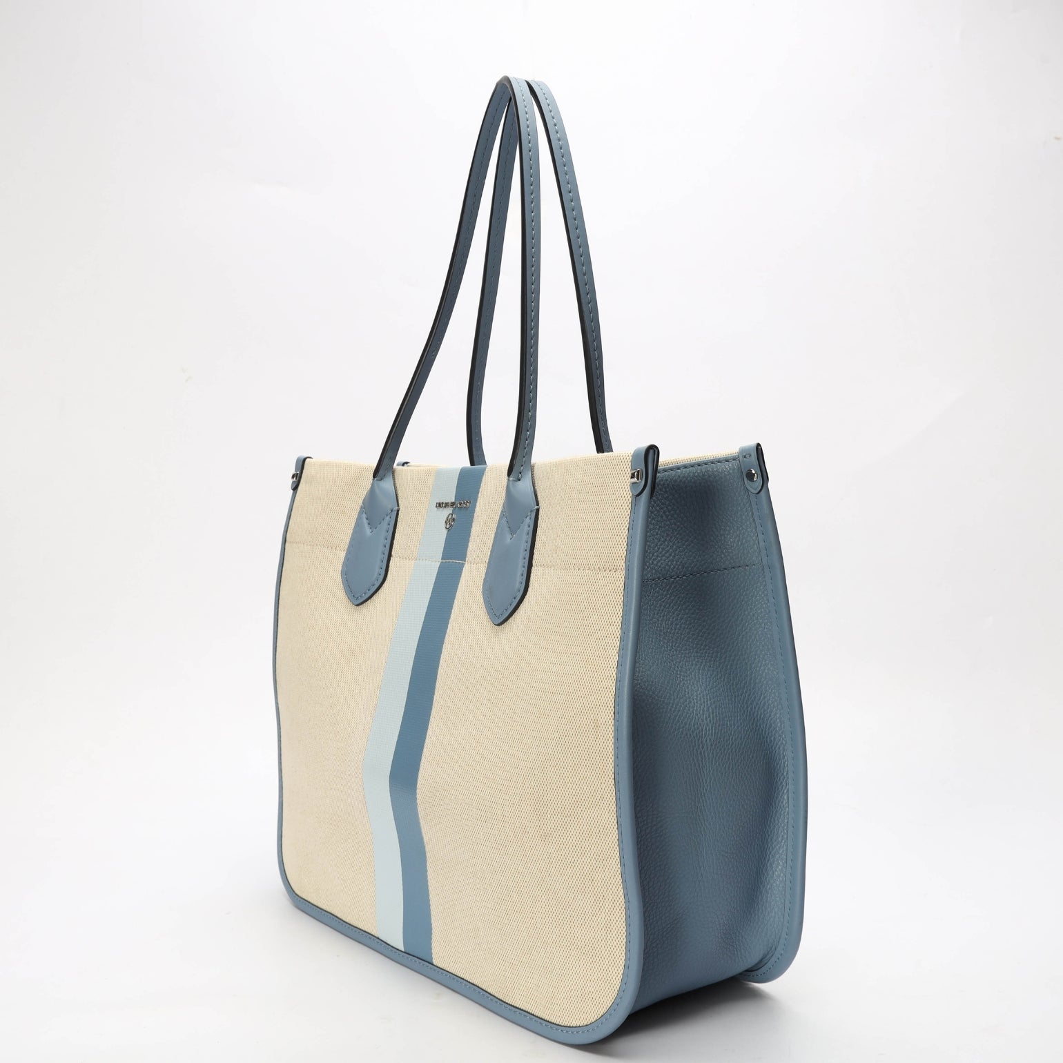 Michael Kors Heidi Blue Stripe Canvas Tote