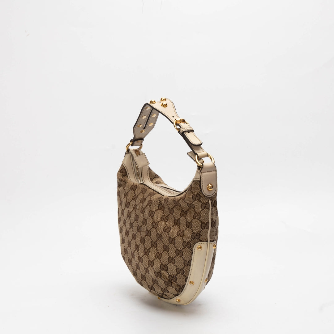 Gucci GG Monogram Biba Studded Hobo Bag