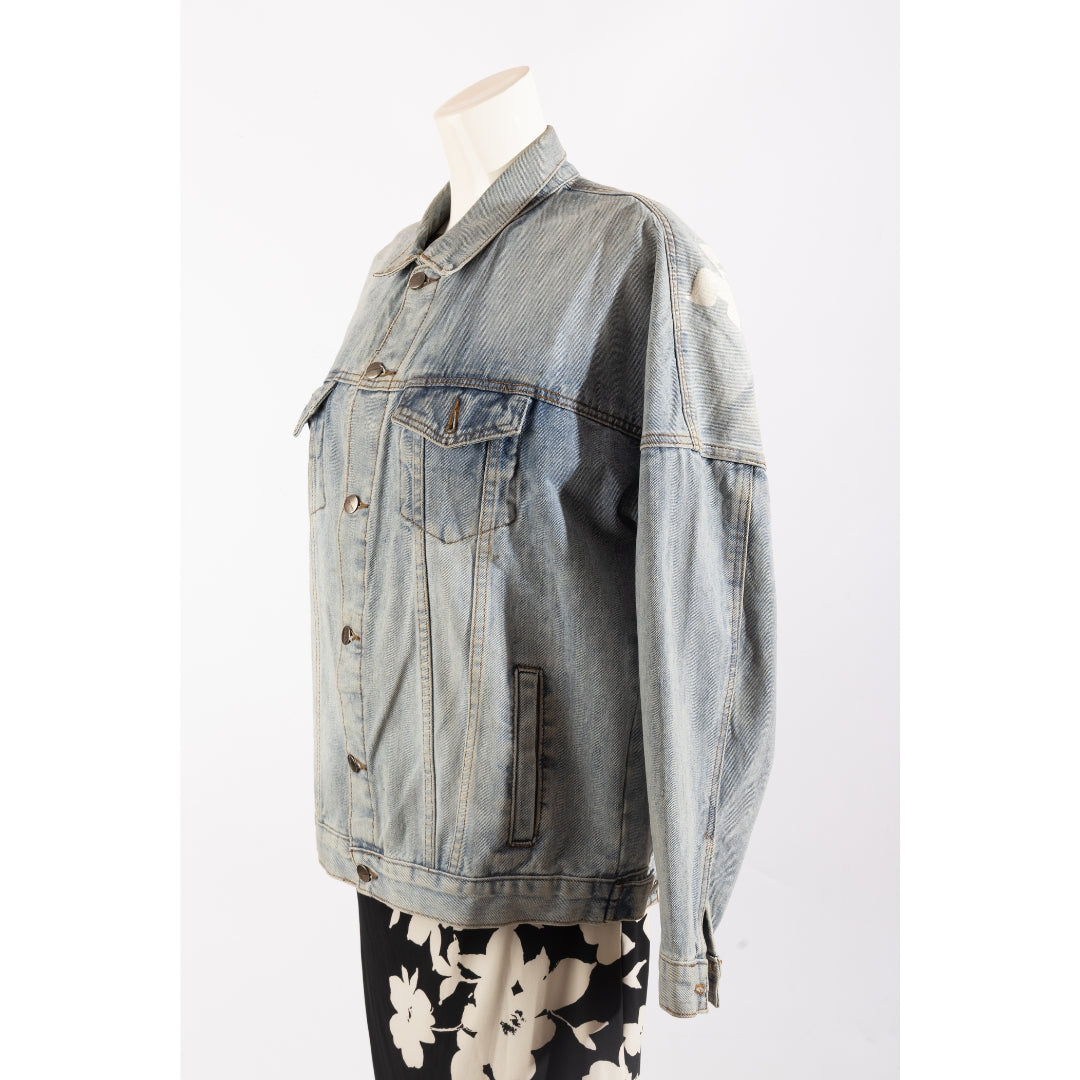 Palm Angels Blue Denim Logo Printed Jacket