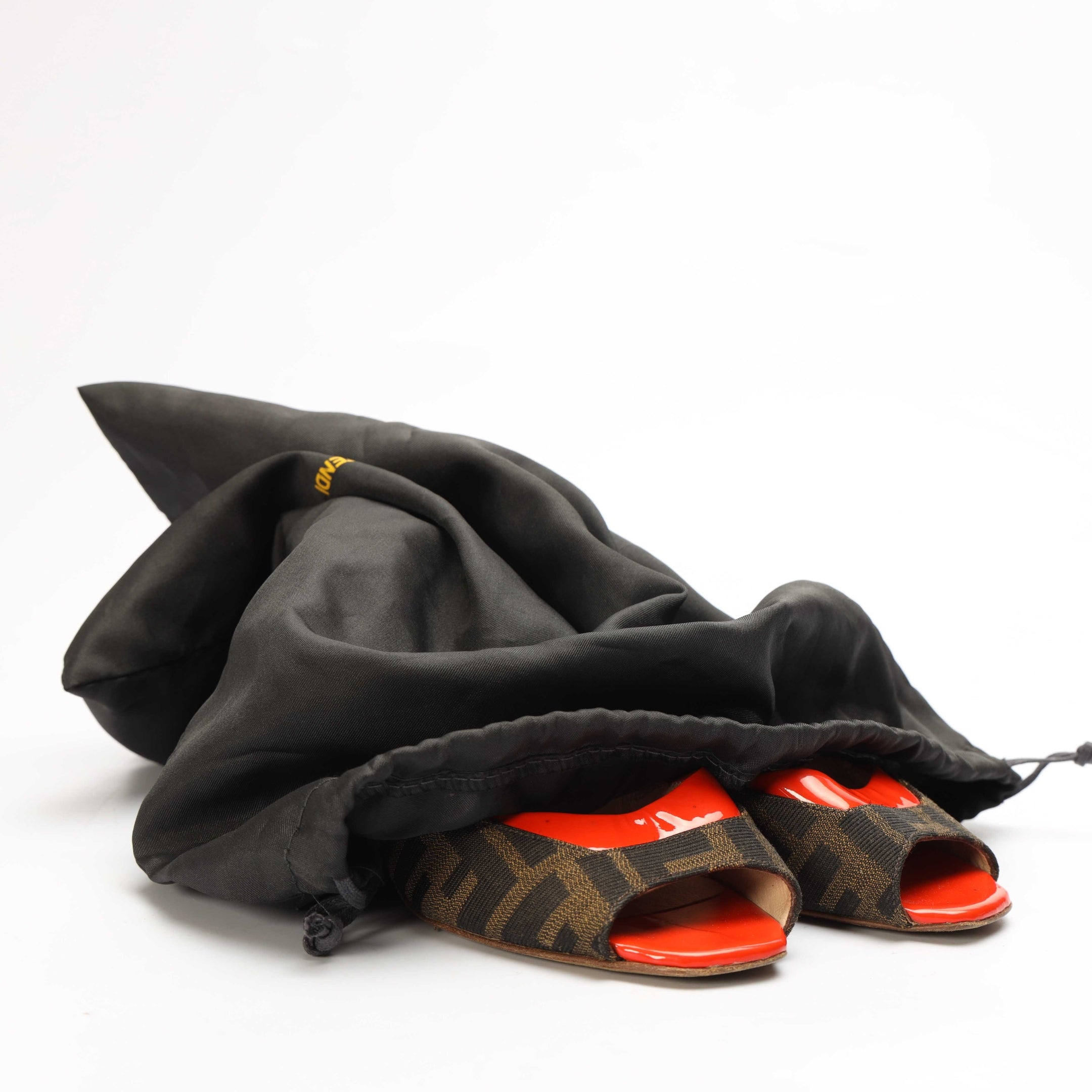 Fendi Brown/Orange Zucca Canvas Slingback Sandals