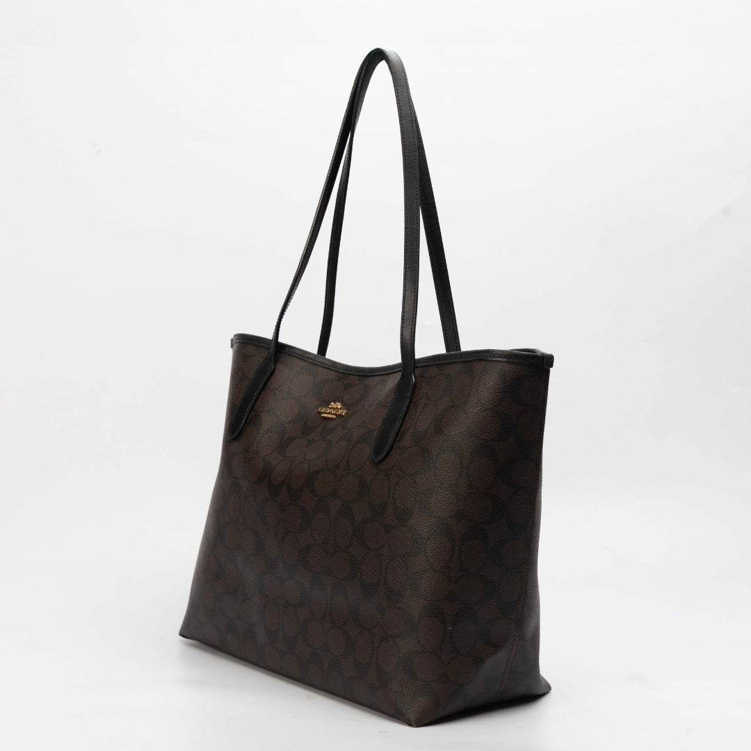 Coach Large City Tote Bag In Signature Canvas
