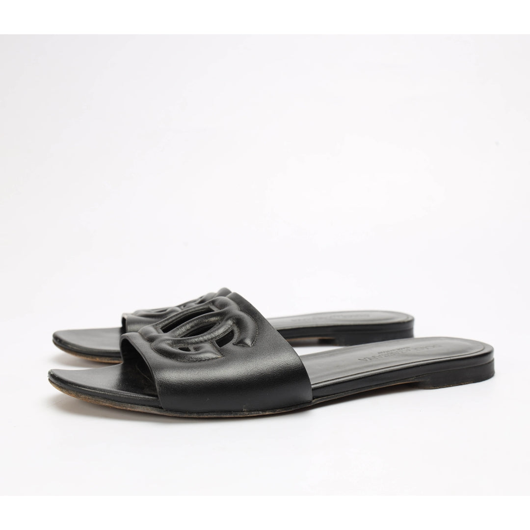 Dolce & Gabanna Bianca Black Logo Sliders