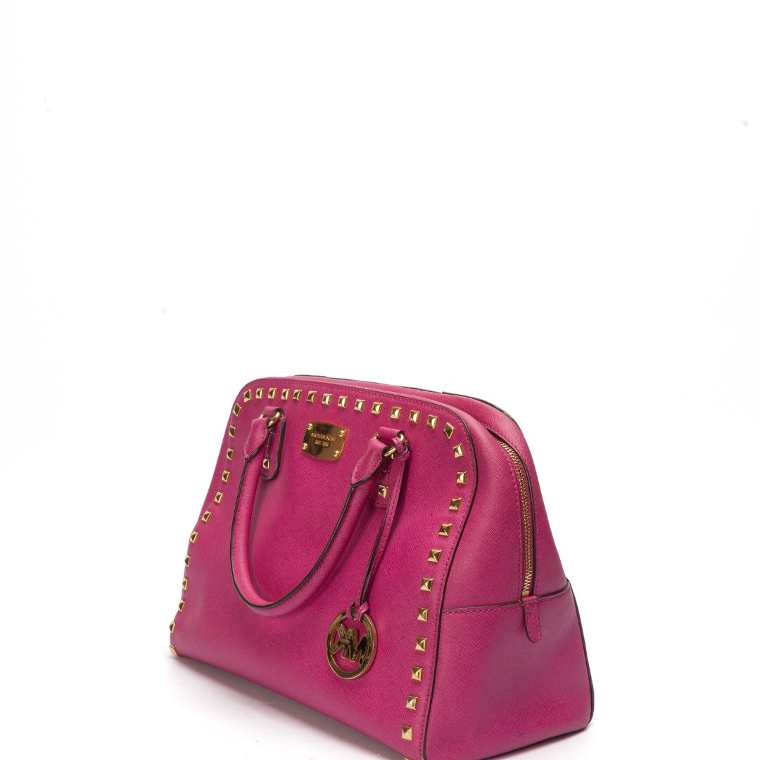 Michael Kors Studded Saffiano Pink Satchel