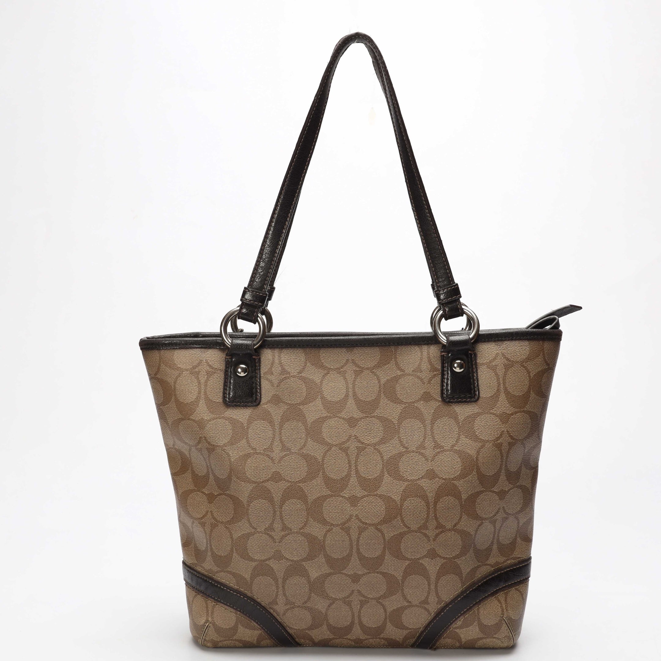 Coach Beige/Brown Signature Heritage Peyton Tote