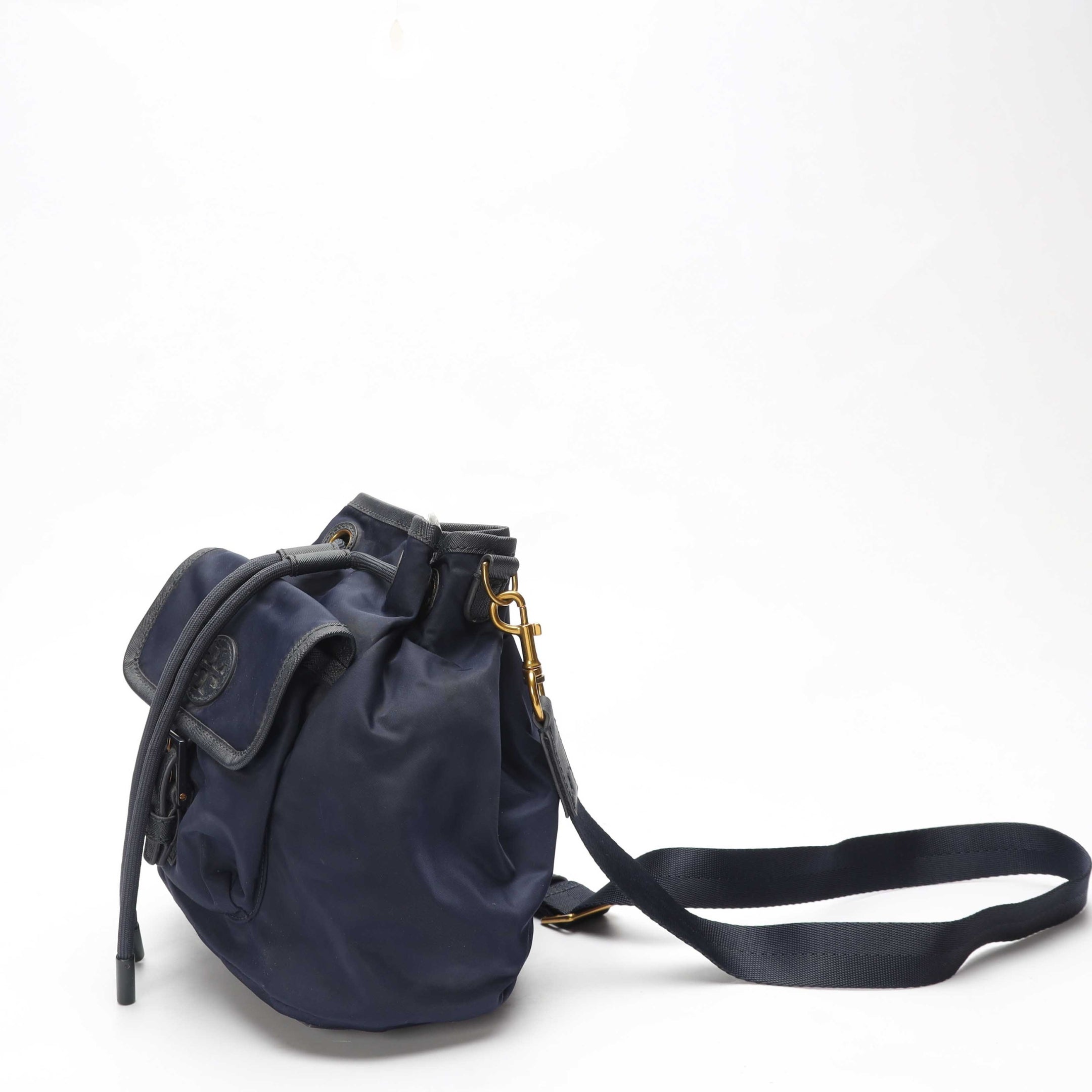 Tory Burch Navy Scout Mini Nylon Bucket Bag