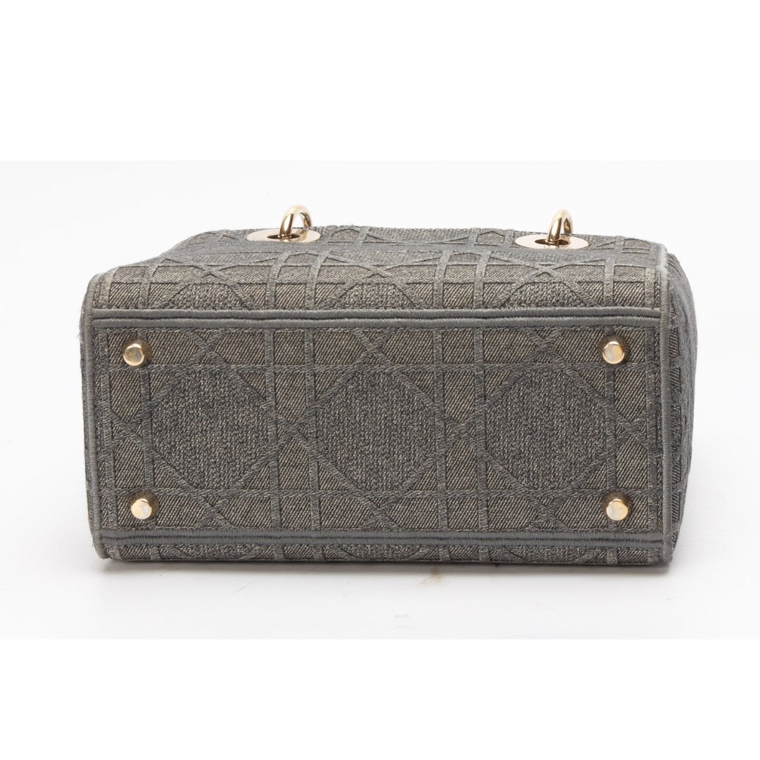 Dior Grey Cannage Medium Lady D-Lite Satchel