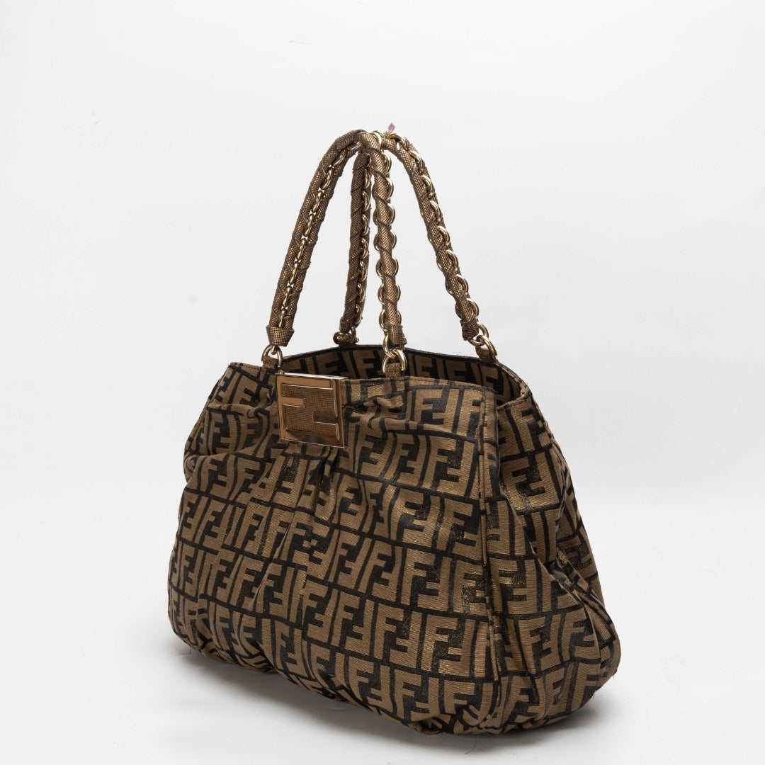 Fendi Tobacco Zucca Canvas Mia Shoulder Bag