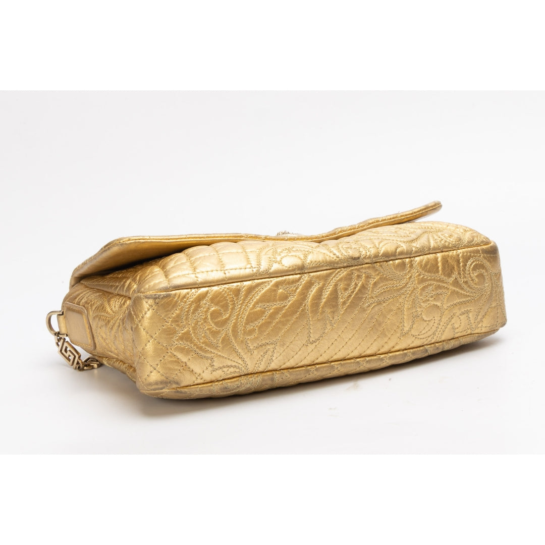 Versace Gold Barocco Leather Vanitas Medea Shoulder Bag