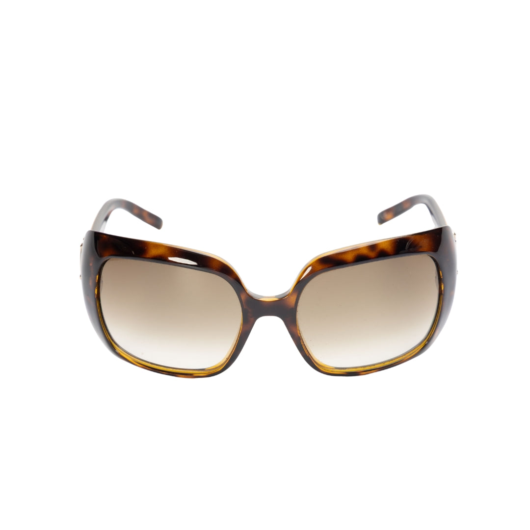 Gucci Tortoise GG Logo Rectangle Gradient Sunglasses