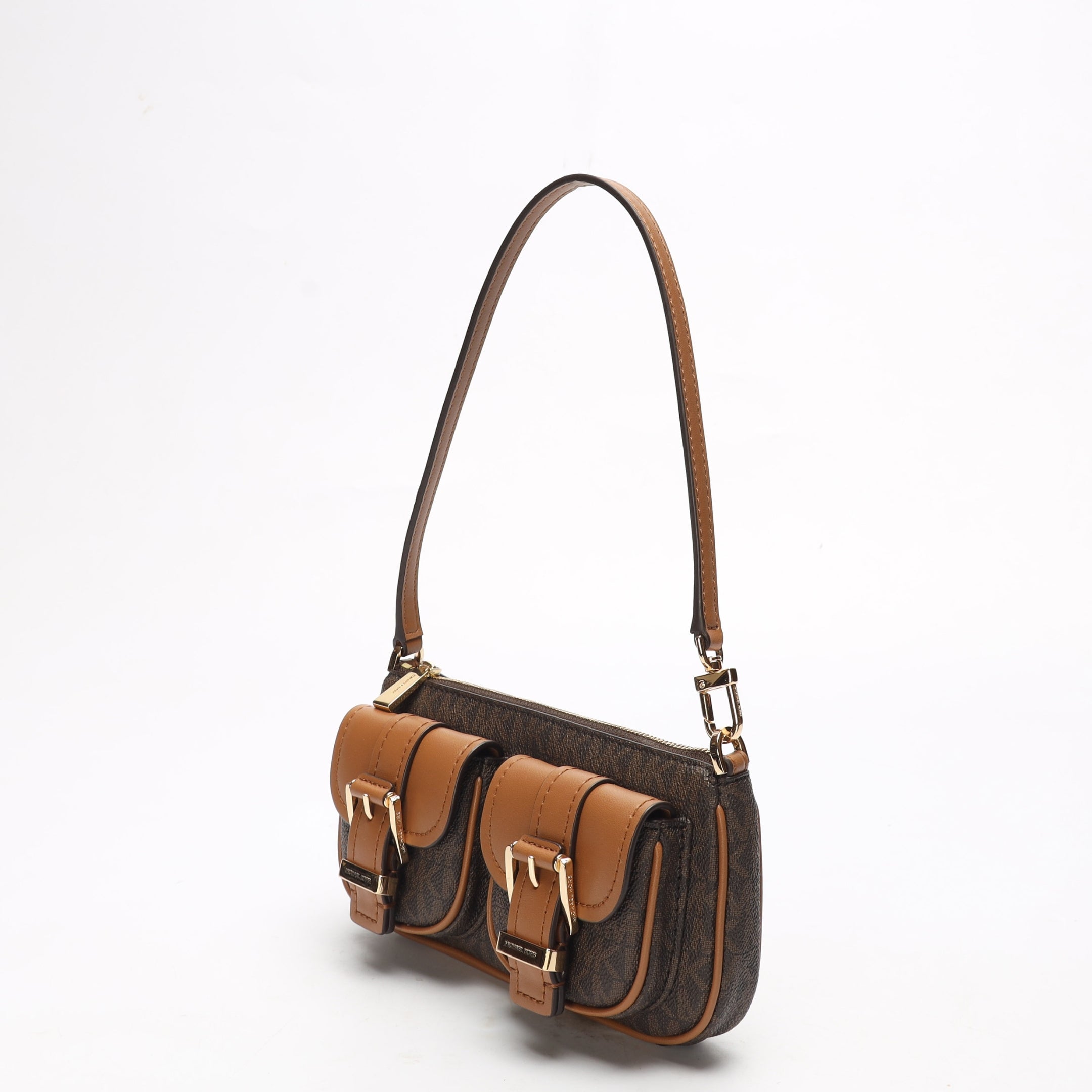 Michael Kors Brown Zoe Small Signature Logo Pochette