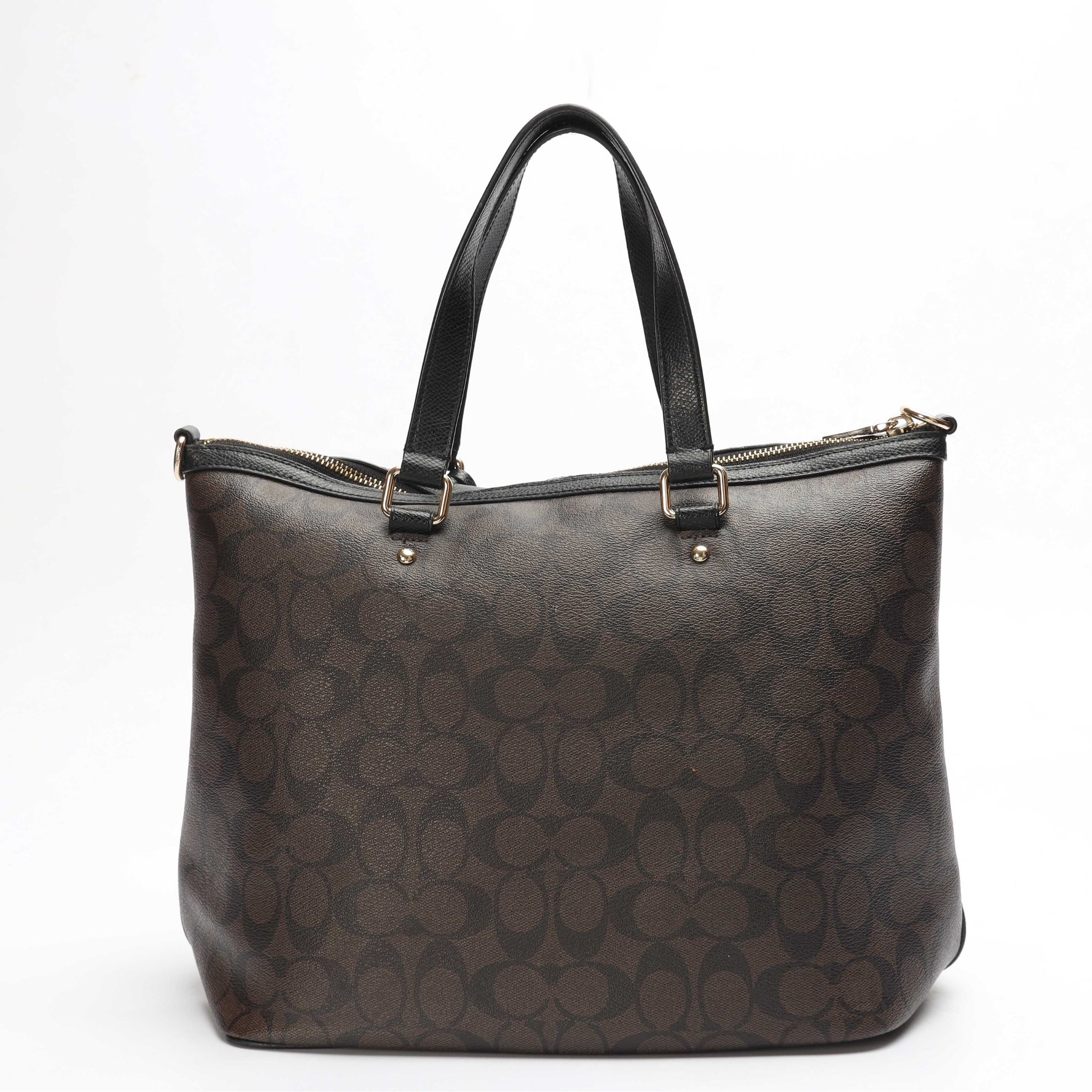 Coach Brown Signature Canvas Pleated Tote