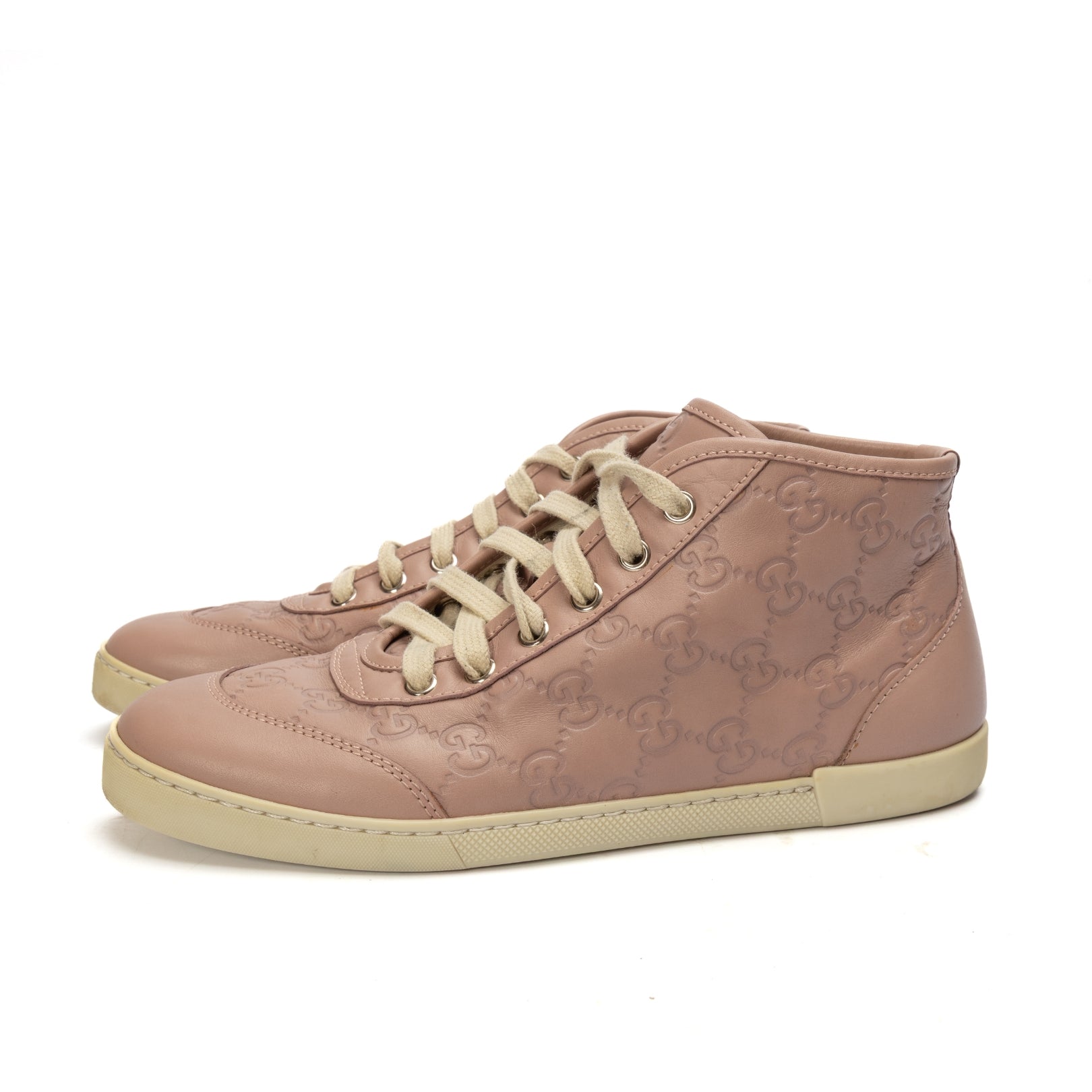 Gucci Pink Guccissima Lace High Top Sneakers