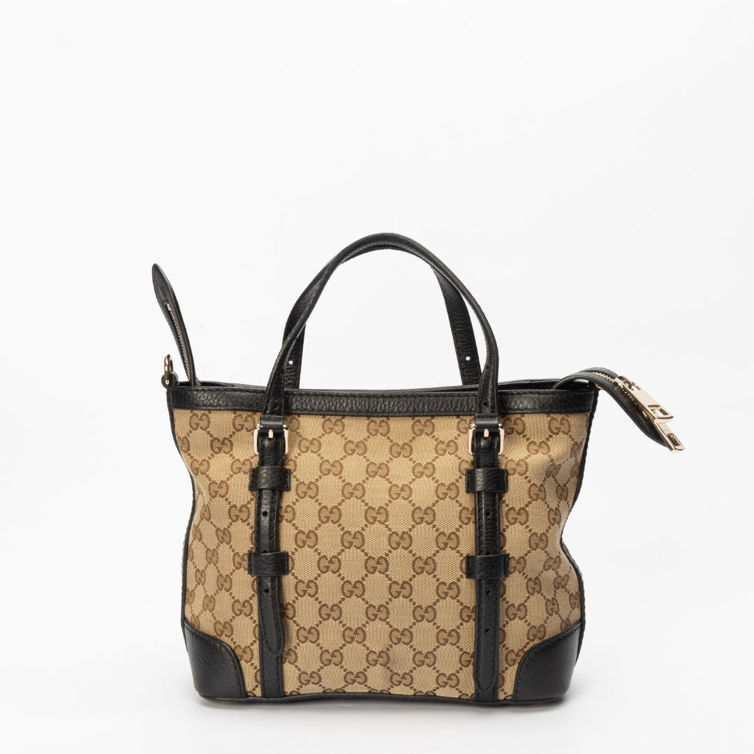 Gucci Beige-Black GG Canvas Classic Tote Bag