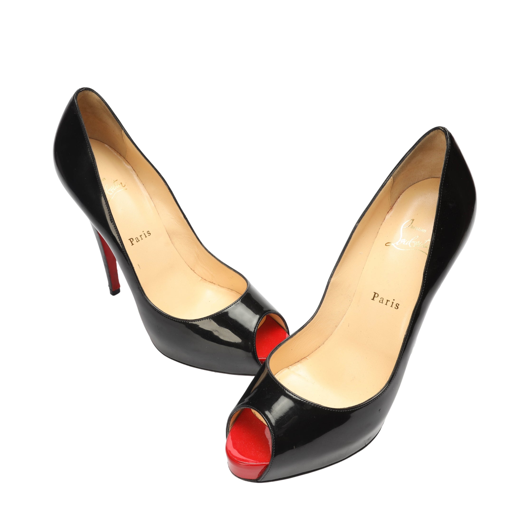 Christian Louboutin Black Red Peep Toe Pumps