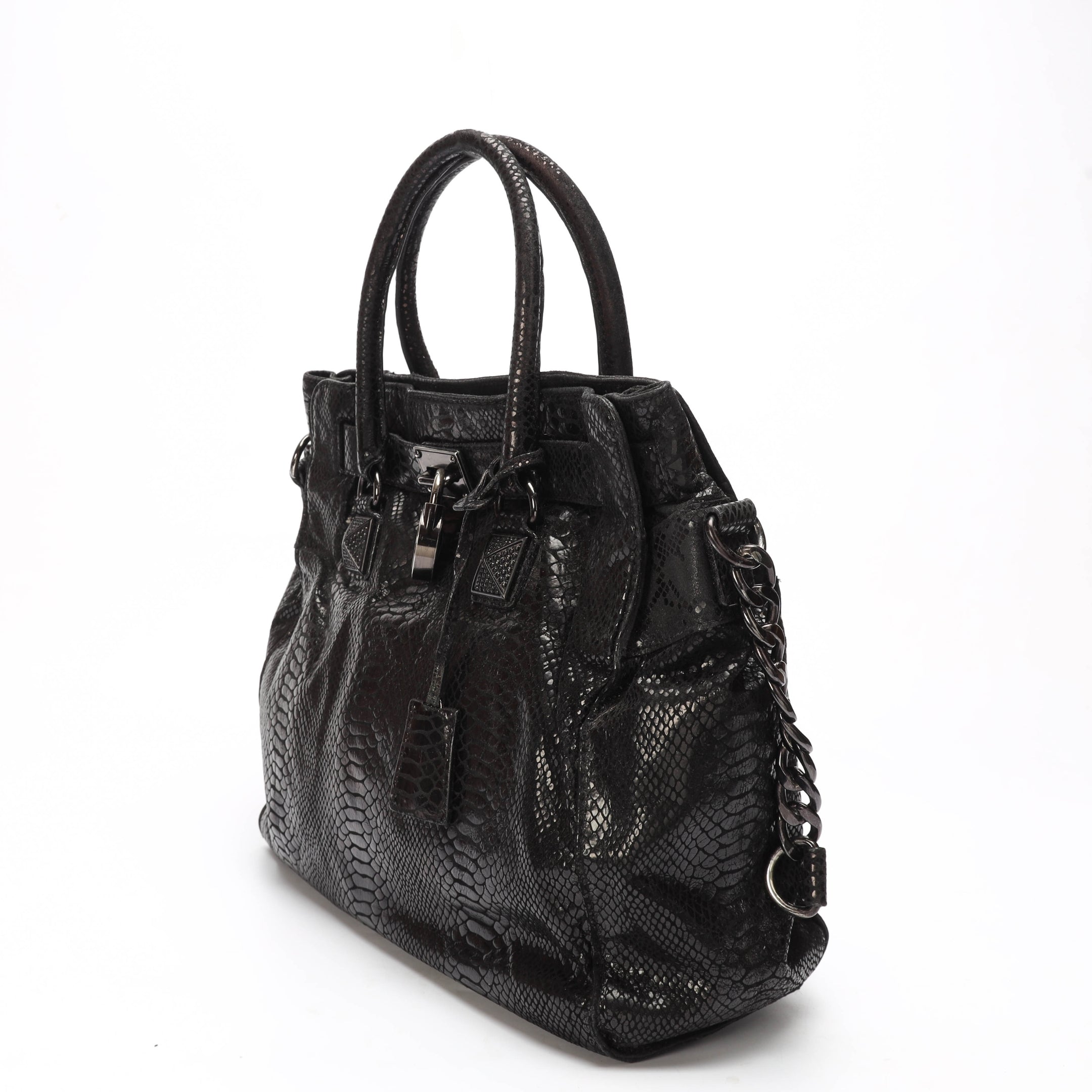 Michael Kors Black Python Convertible Tote
