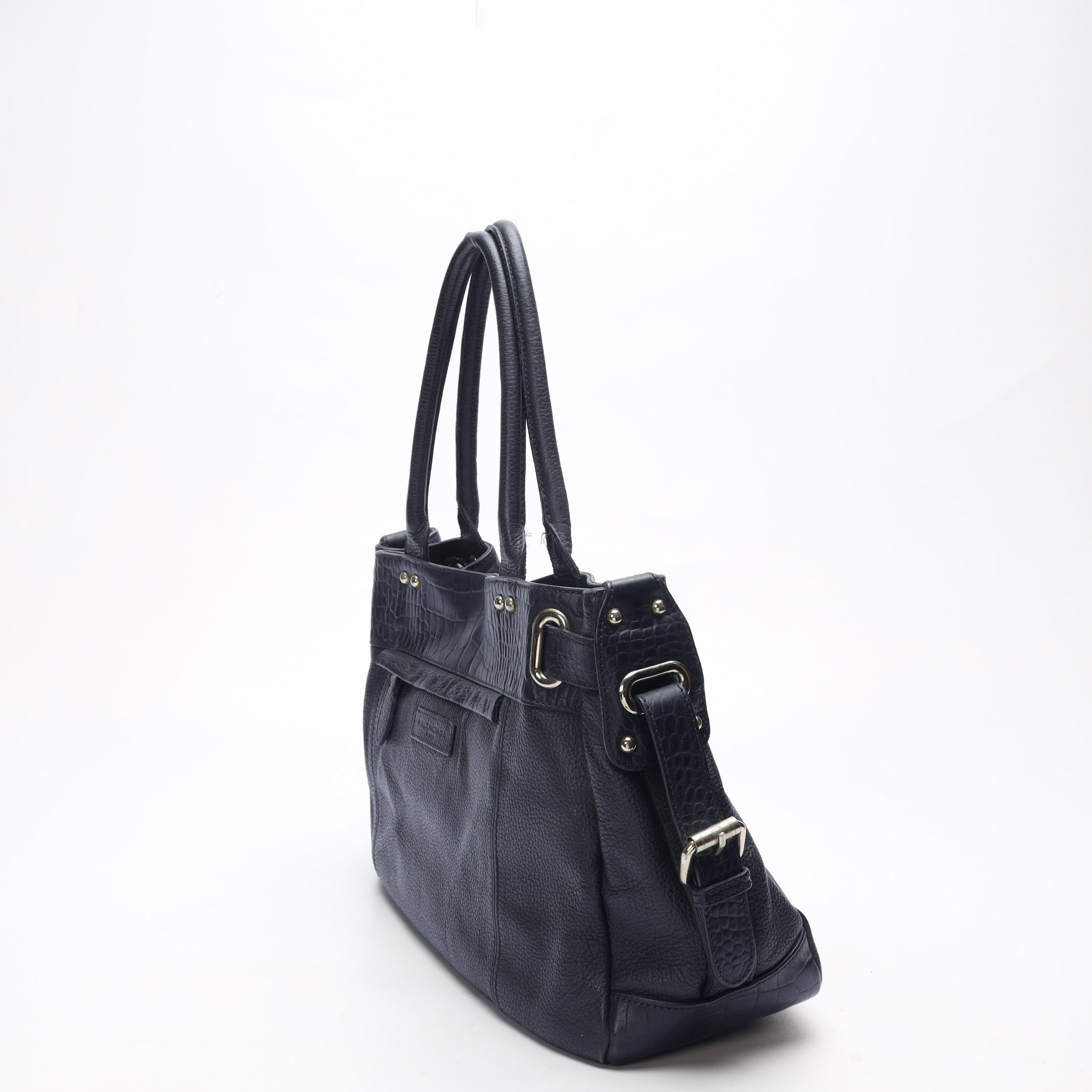 Balenciaga Navy Pebbled Leather Shoulder Bag