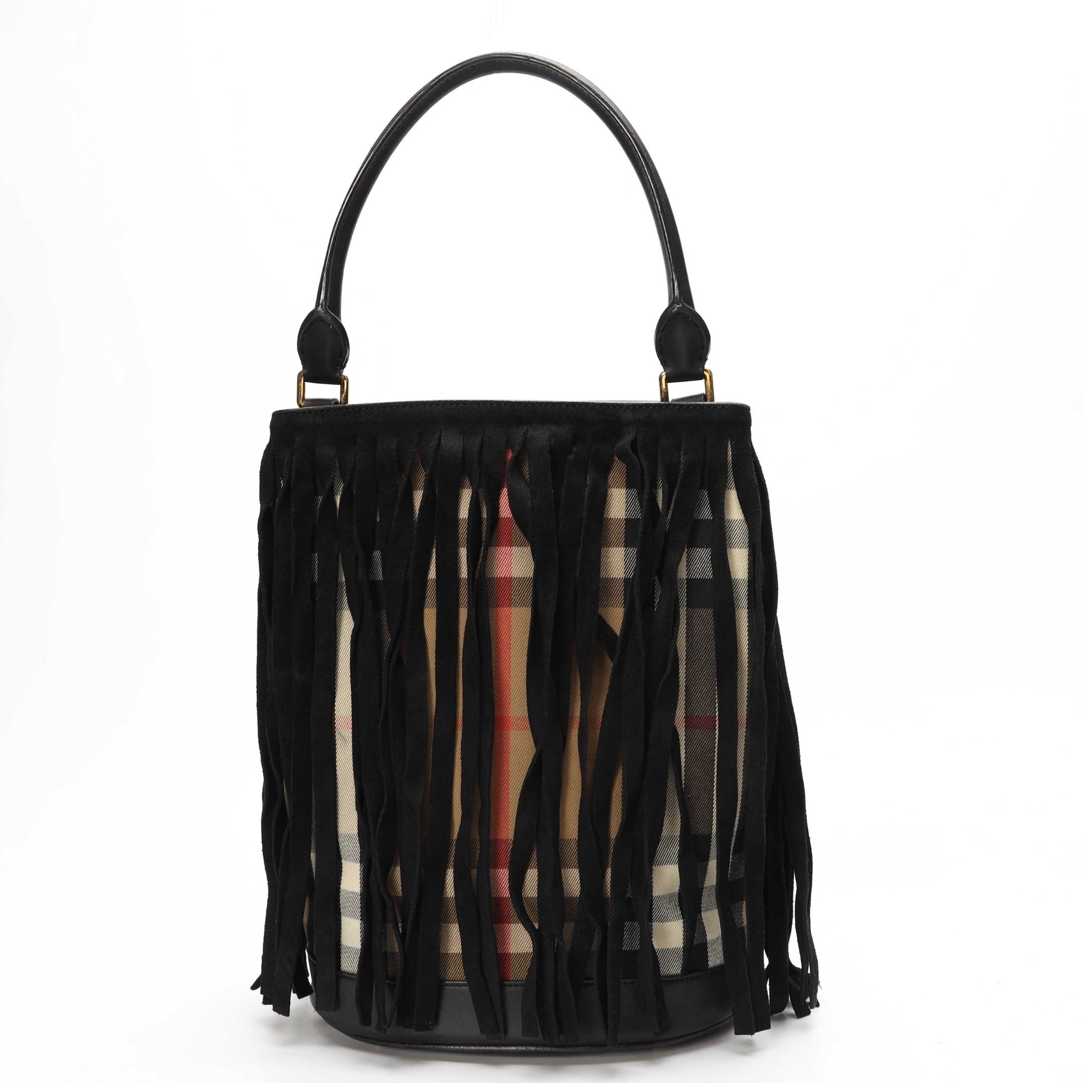 Burberry Prorsum Suede House Fringe Bucket Bag