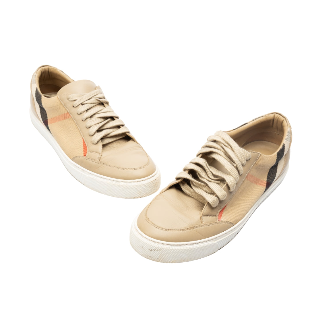 Burberry Beige House Check Canvas Sneakers