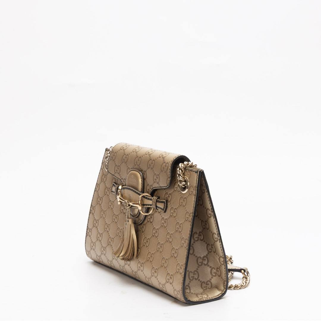 Gucci Gold Guccissima Emily Chain Shoulder Bag